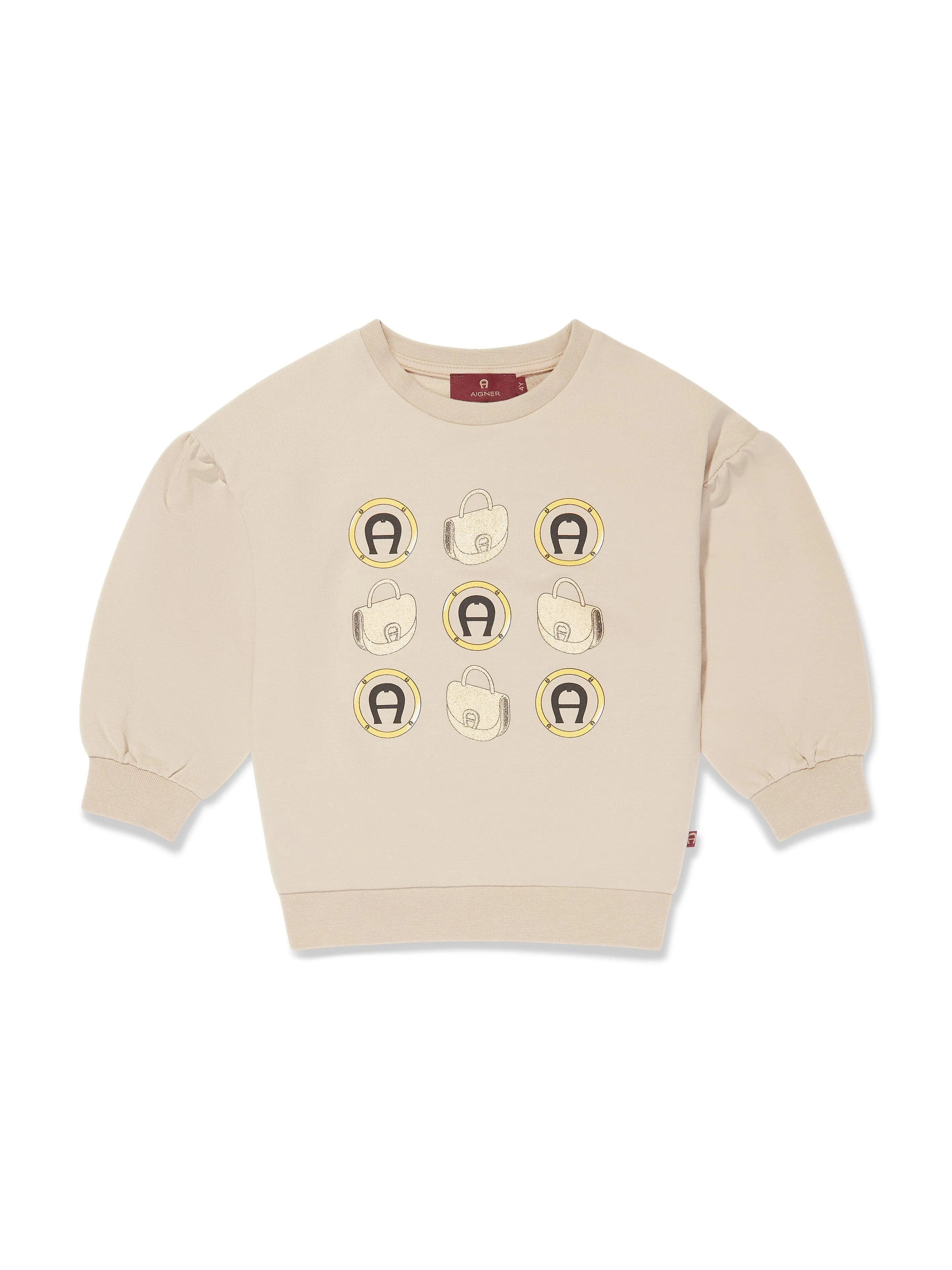 Aigner Girls Bag Print Logo Sweatshirt in Beige