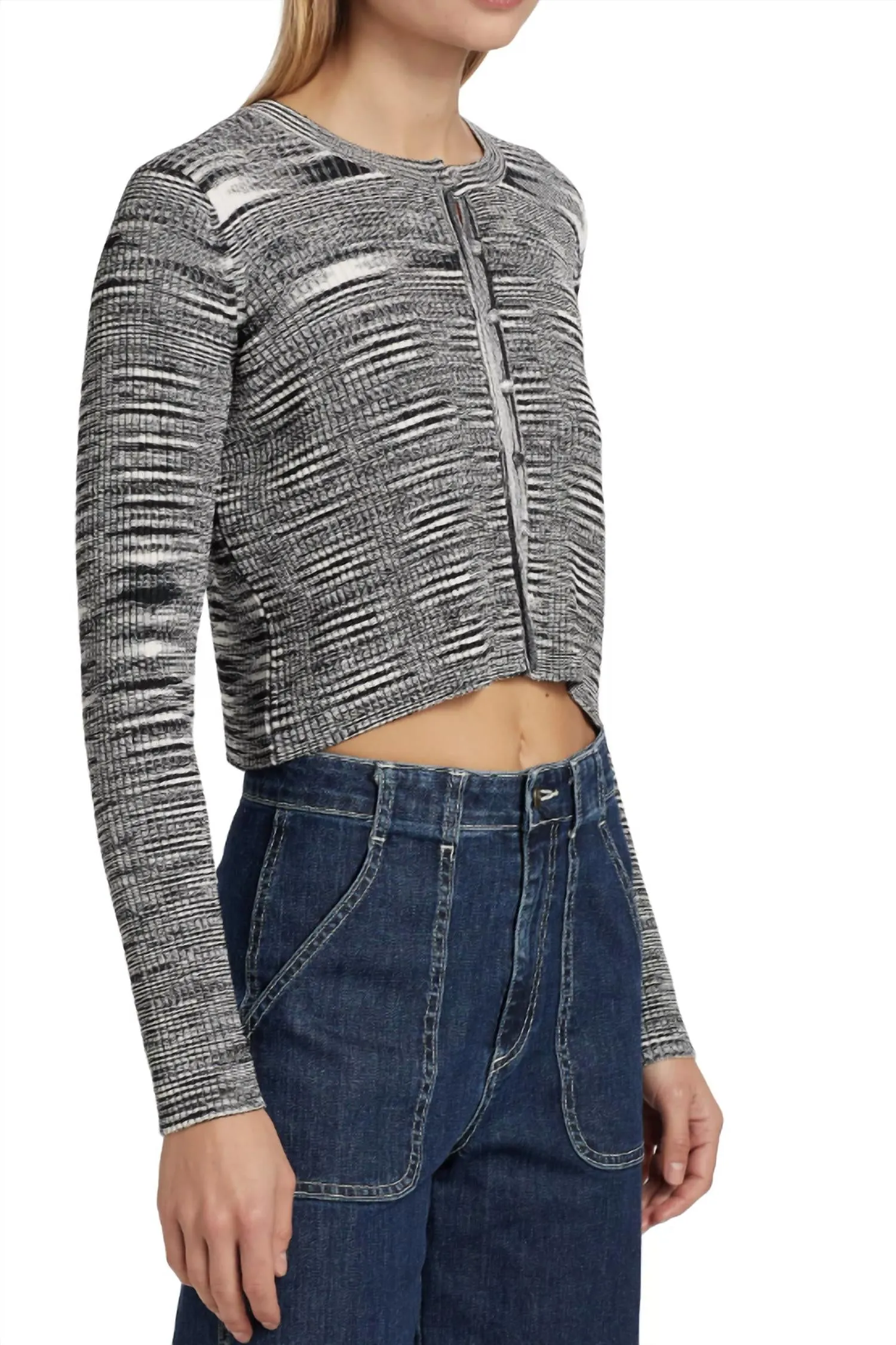 Angeline Space Dye Cardigan In Black