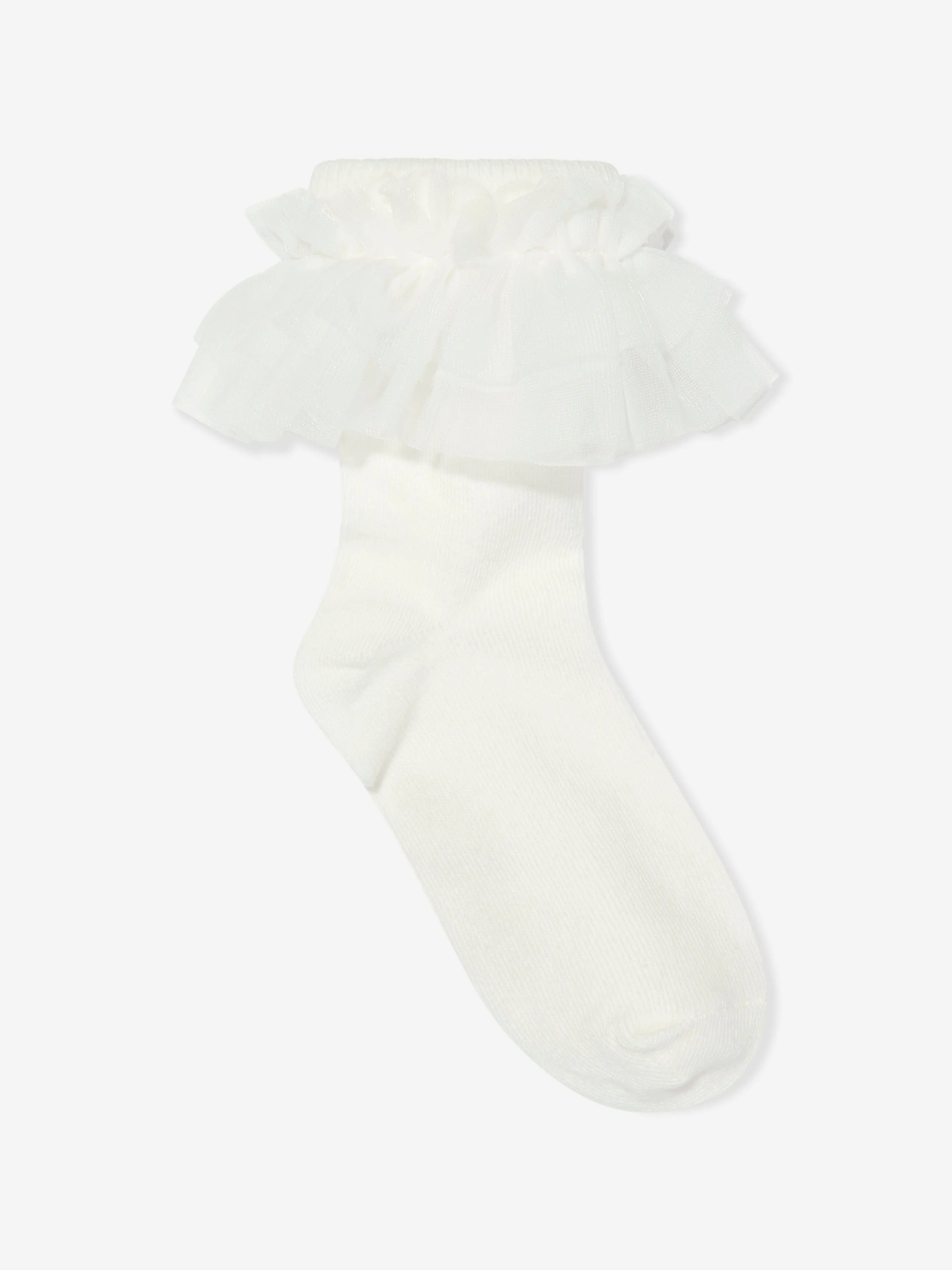 Angels Face Girls Frilly Socks in White