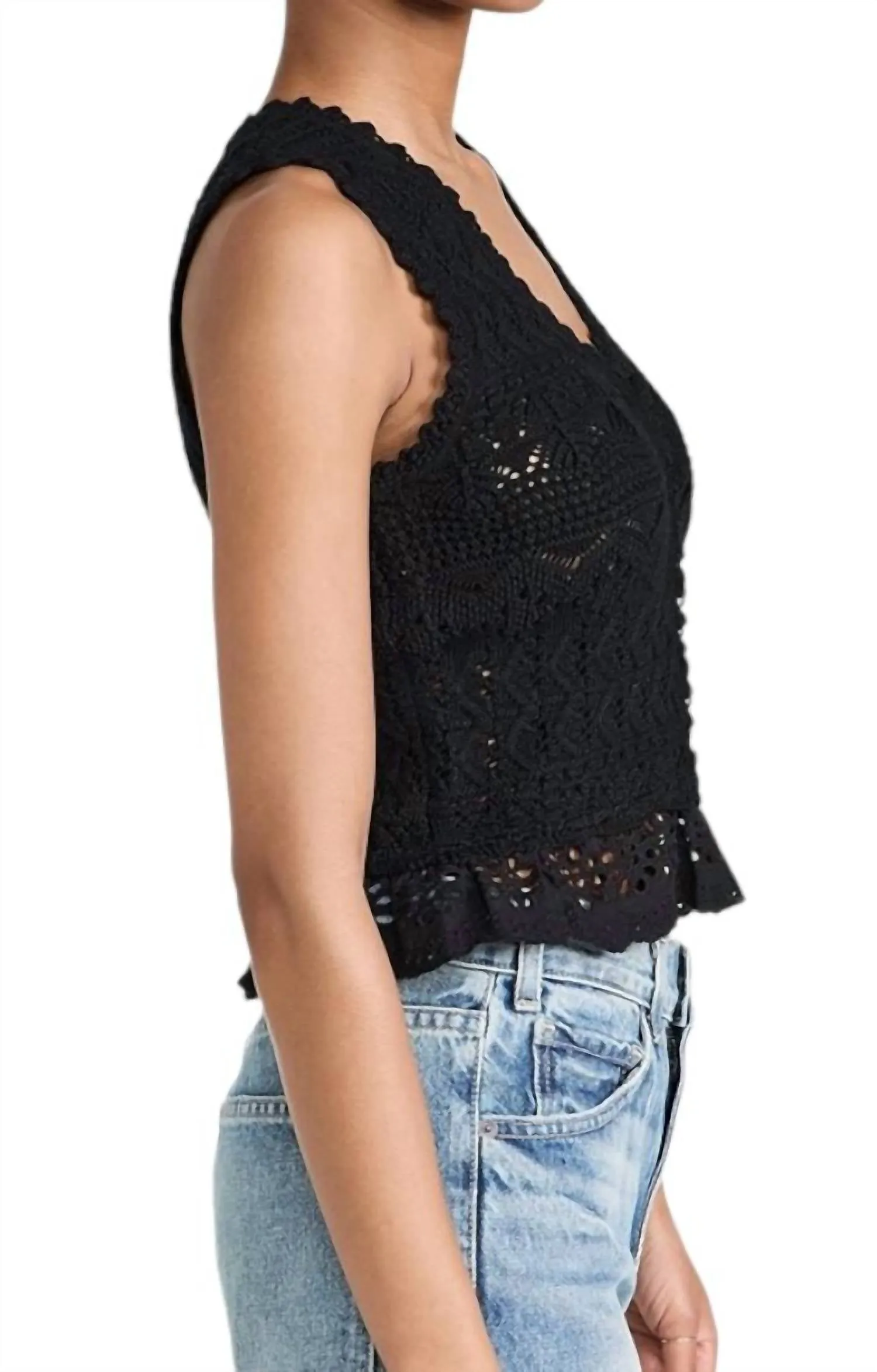 Antonina Sleeveless Cardigan In Black
