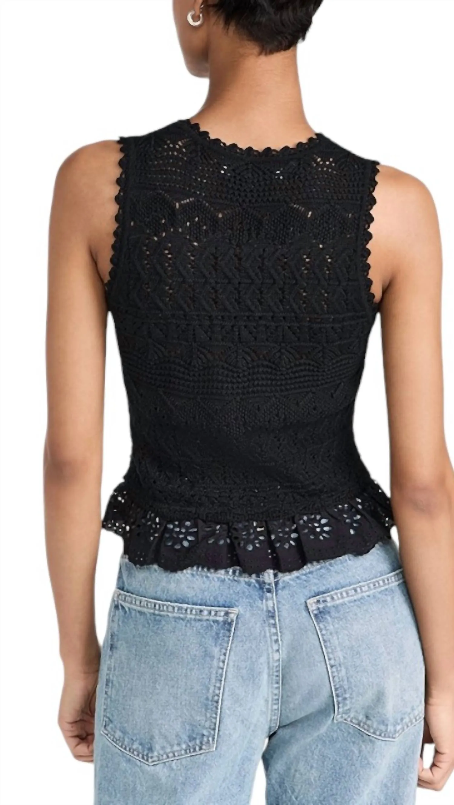 Antonina Sleeveless Cardigan In Black