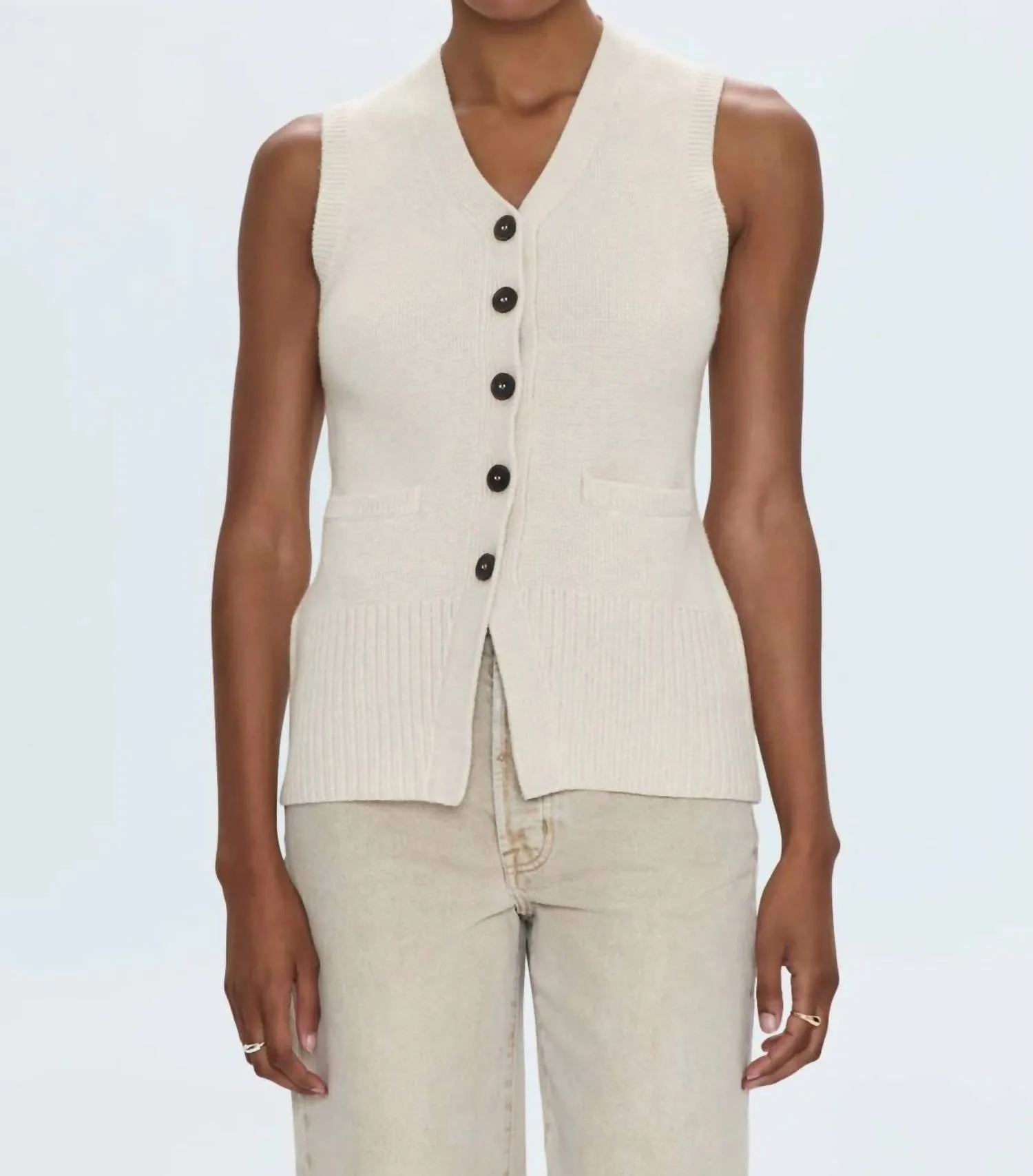 Audra Vest Cardigan In Soft Dove