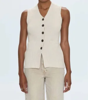Audra Vest Cardigan In Soft Dove