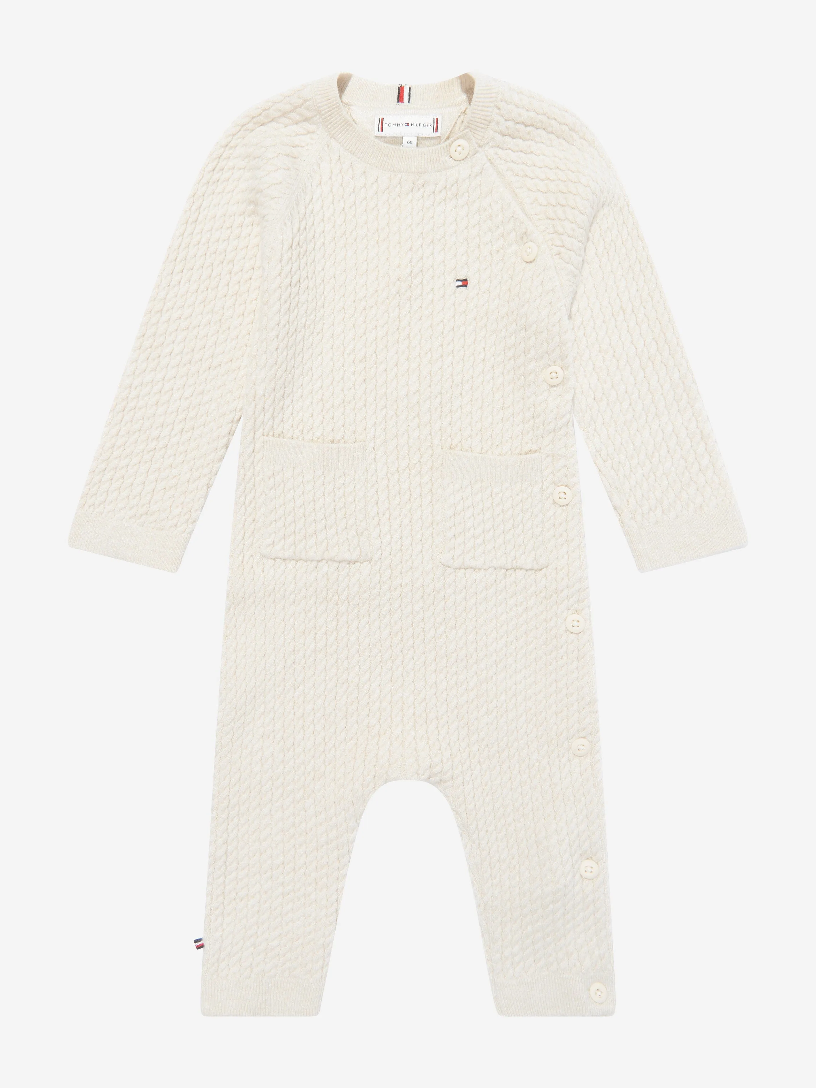 Baby Cable Knit Coverall With Gift Box in Beige
