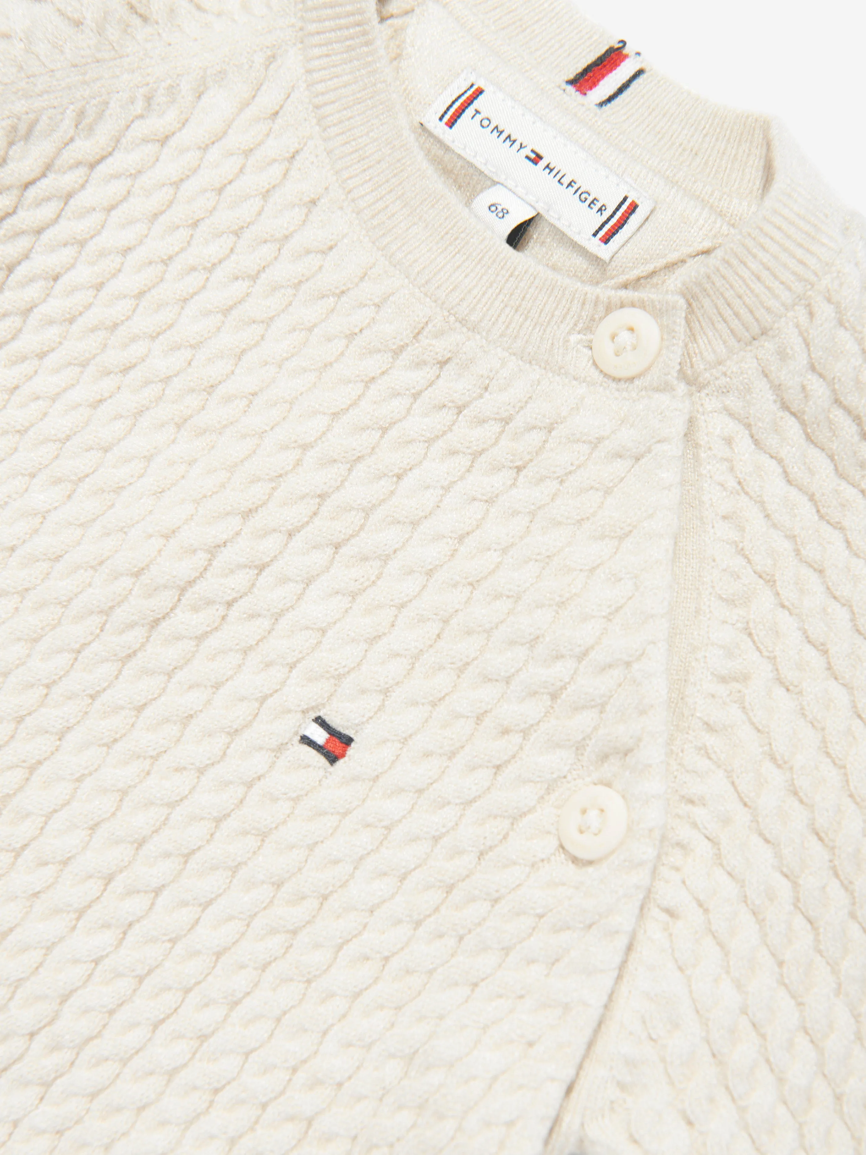 Baby Cable Knit Coverall With Gift Box in Beige
