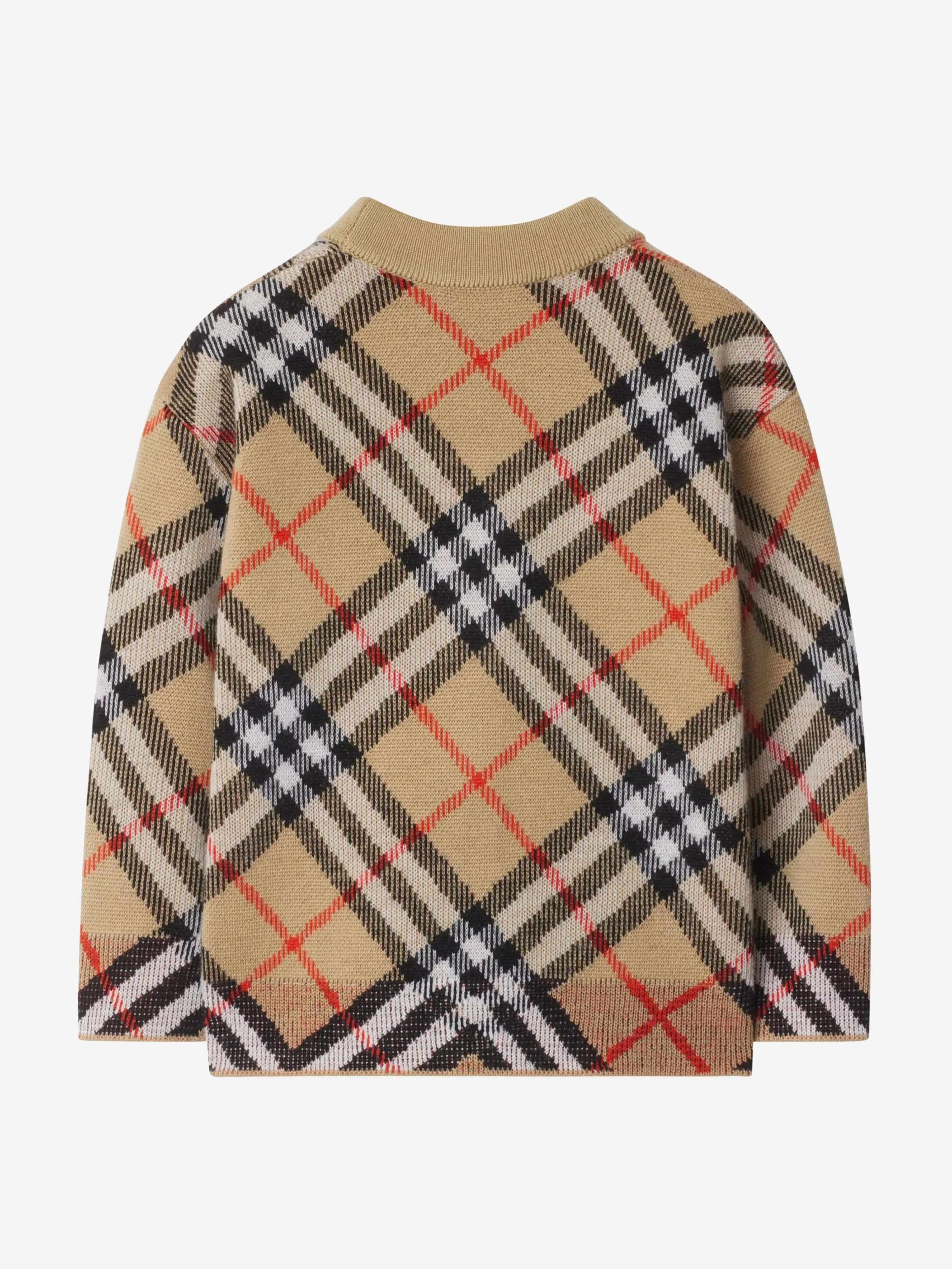 Baby Check Wool Cardigan in Beige