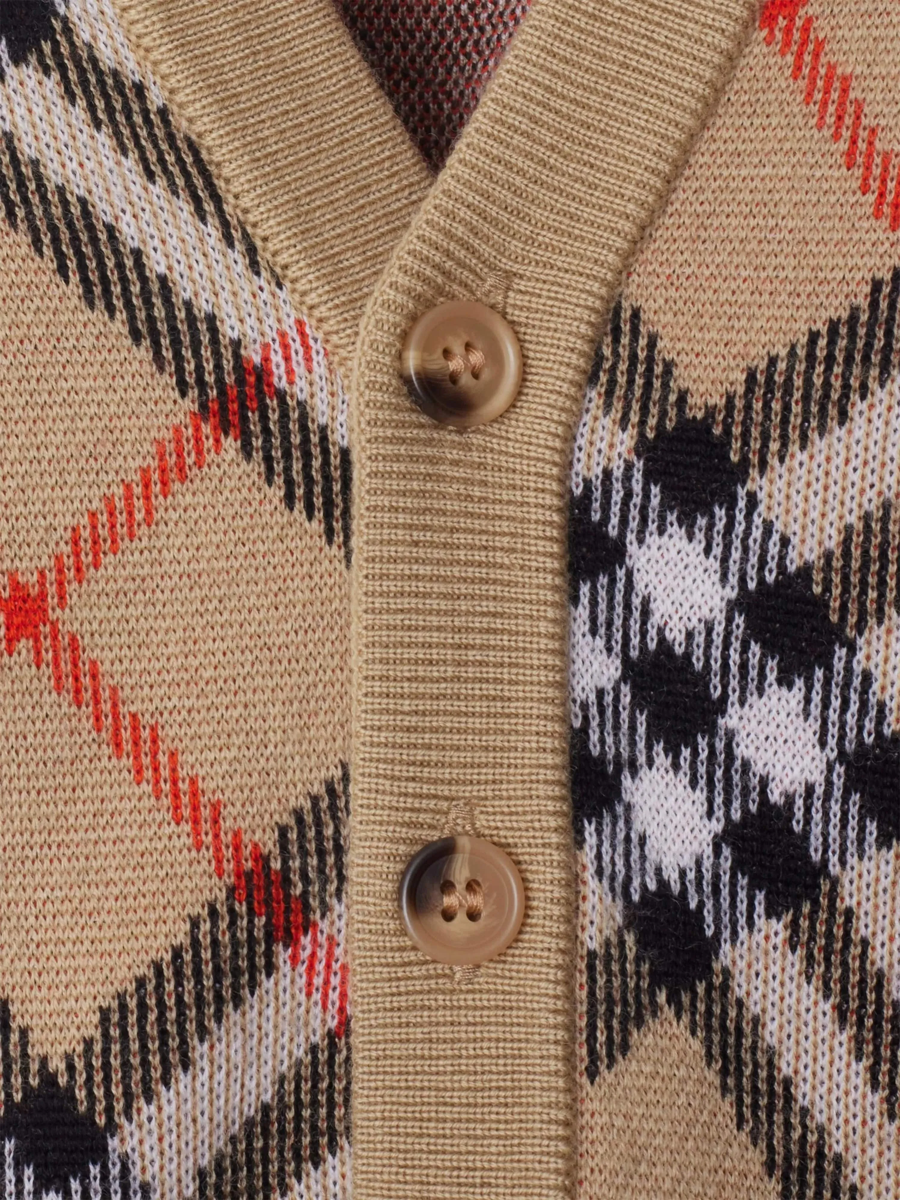 Baby Check Wool Cardigan in Beige