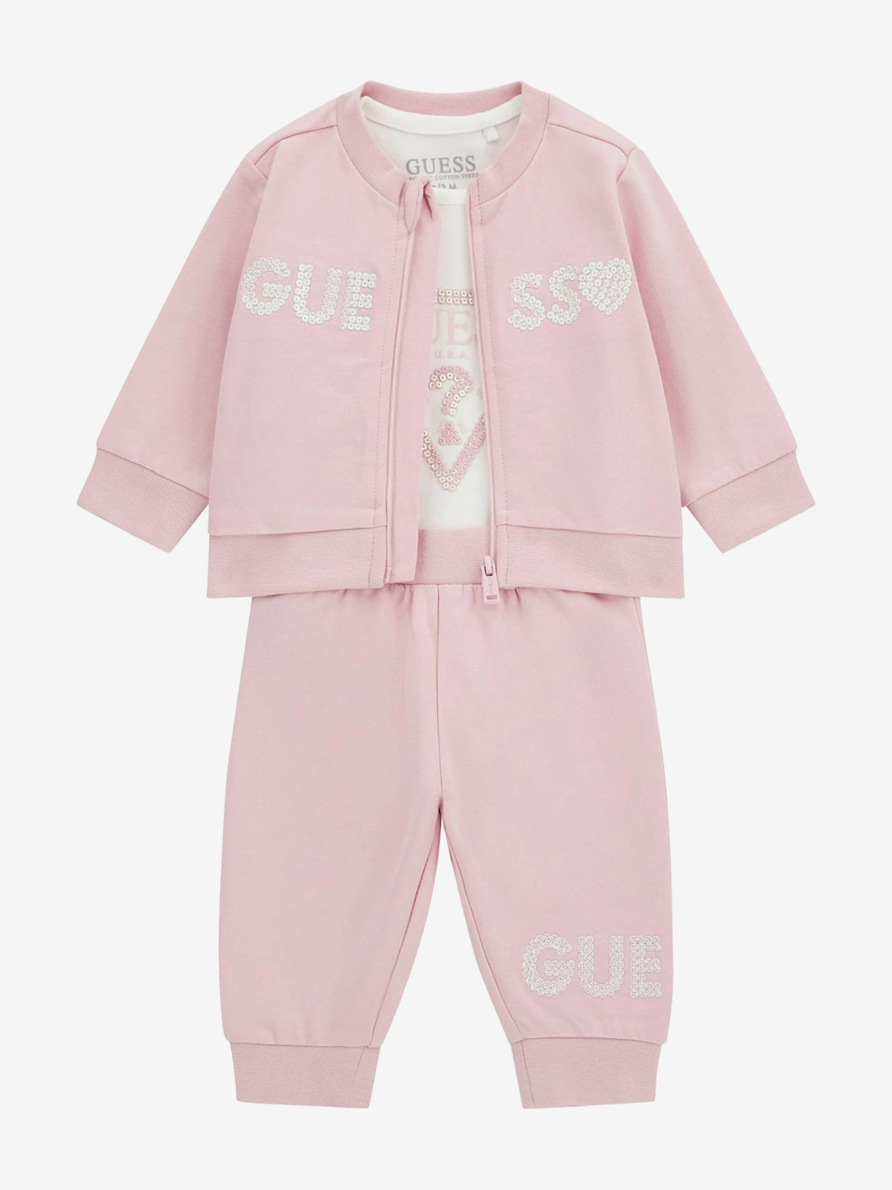 Baby Girls 3 Piece Tracksuit Set in Pink
