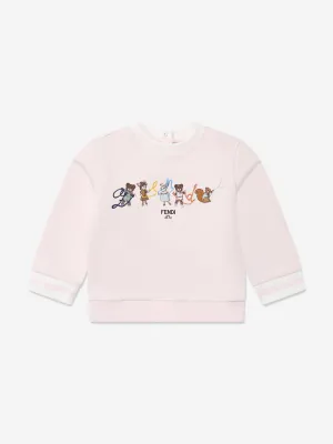 Baby Girls Animal Logo Sweatshirt in Pink