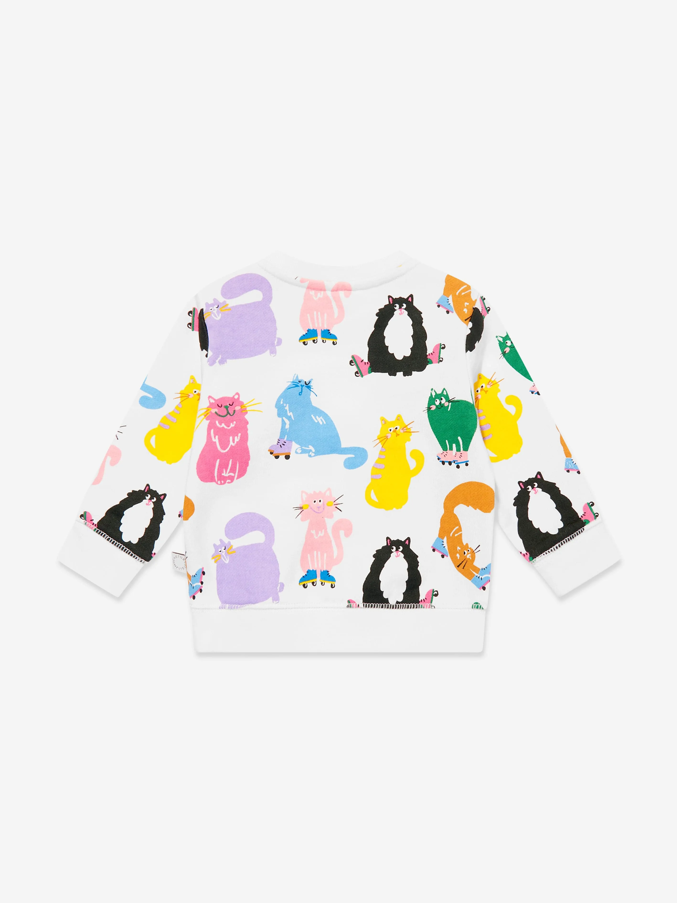 Baby Girls Cat Print Sweatshirt in Ivory