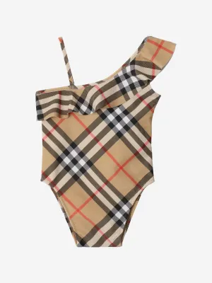 Baby Girls Check Mini Fern Swimsuit in Beige
