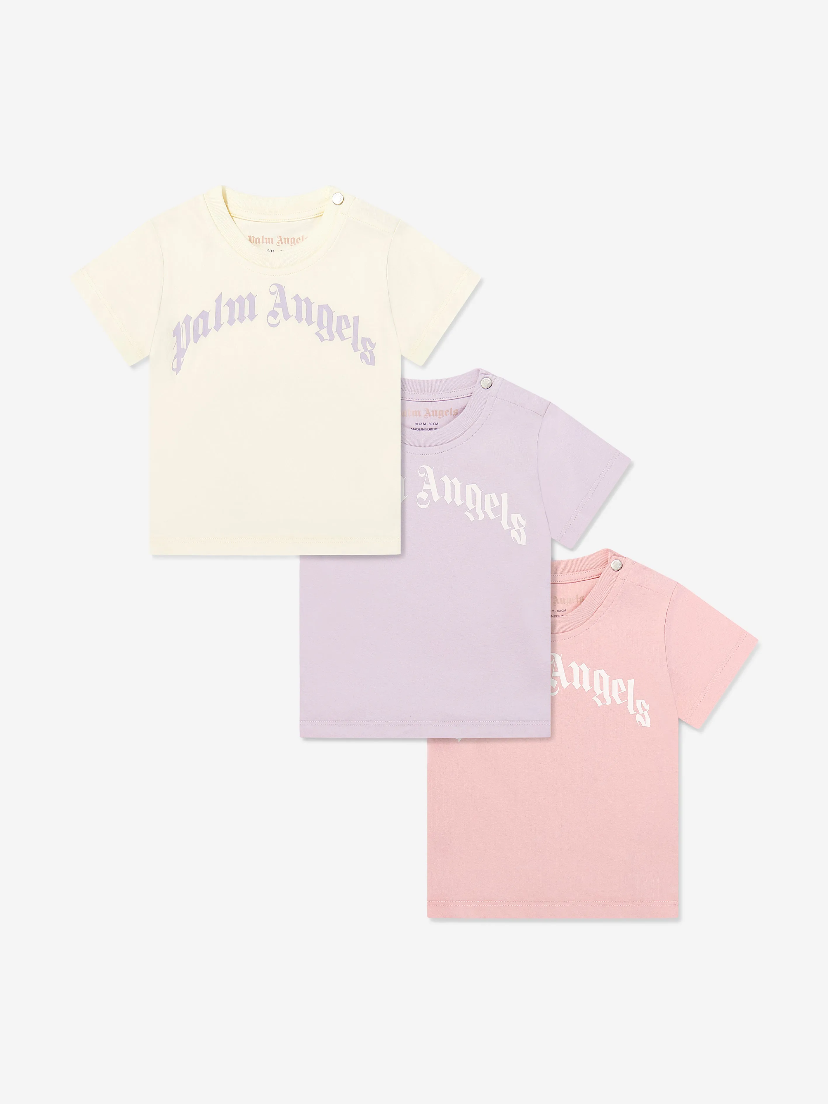 Baby Girls Curved Logo 3 Pack T-Shirt Set in Multicolour