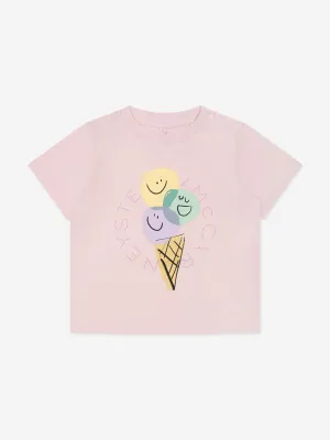 Baby Girls Ice Cream Logo T-Shirt in Pink