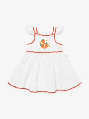Baby Girls Linen Strawberry Dress in Ivory