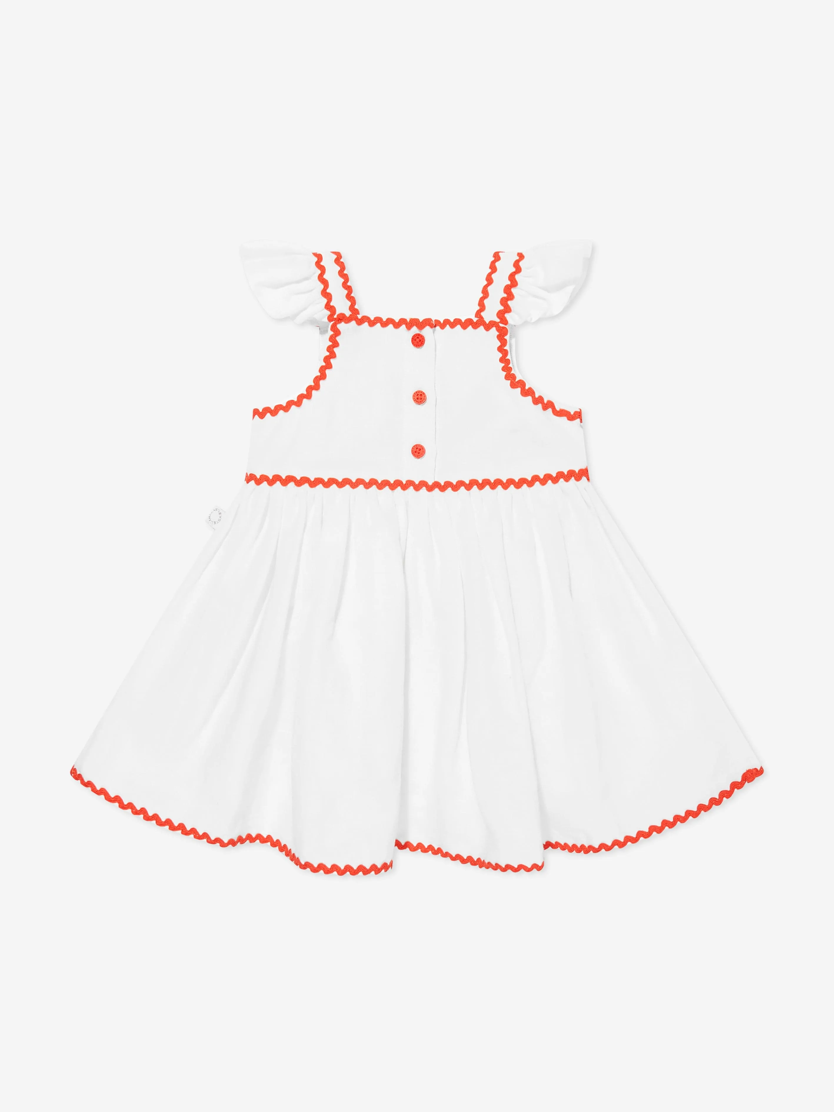 Baby Girls Linen Strawberry Dress in Ivory