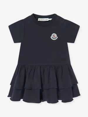 Baby Girls Logo Ruffle Dress in Navy