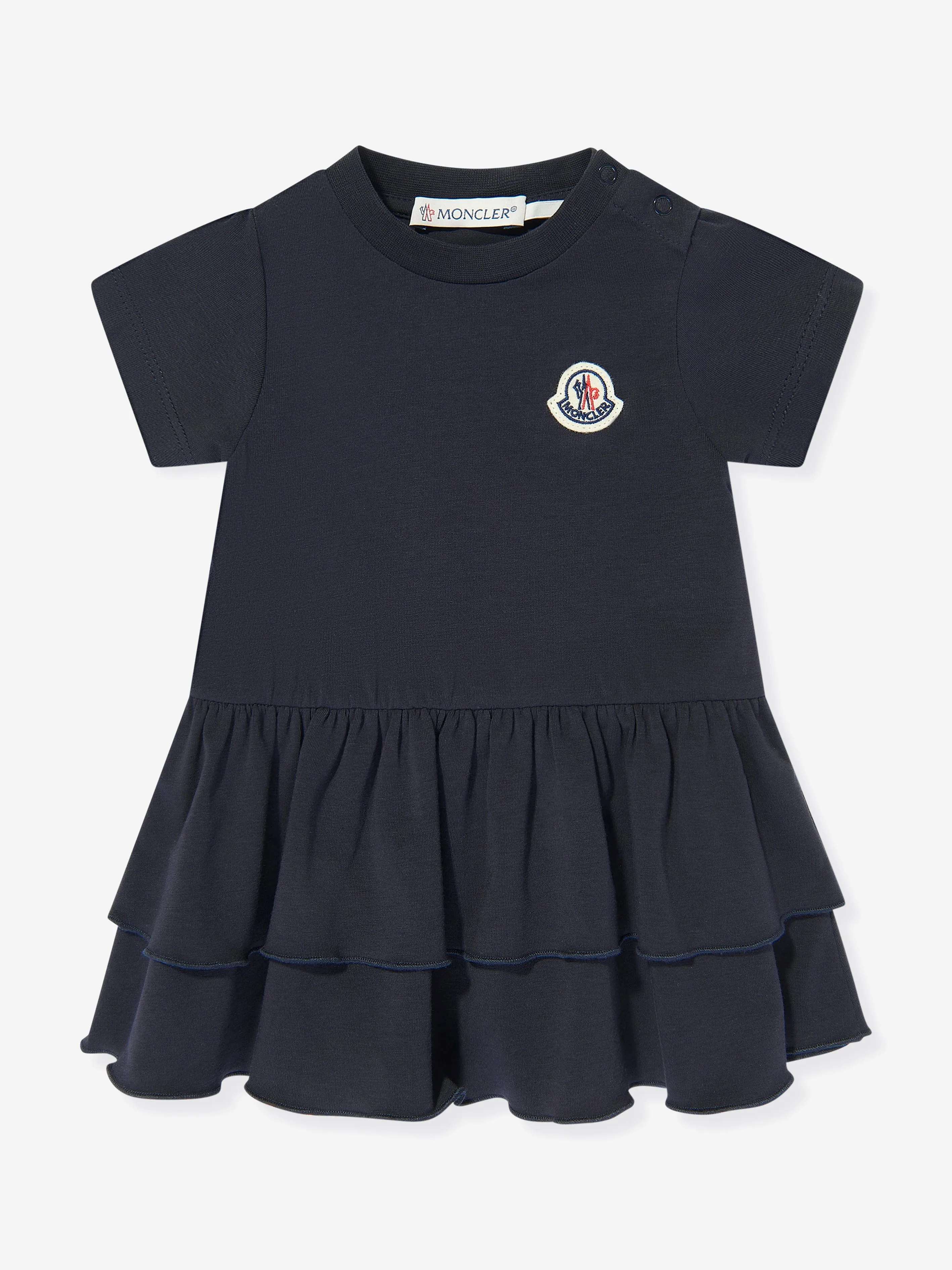 Baby Girls Logo Ruffle Dress in Navy