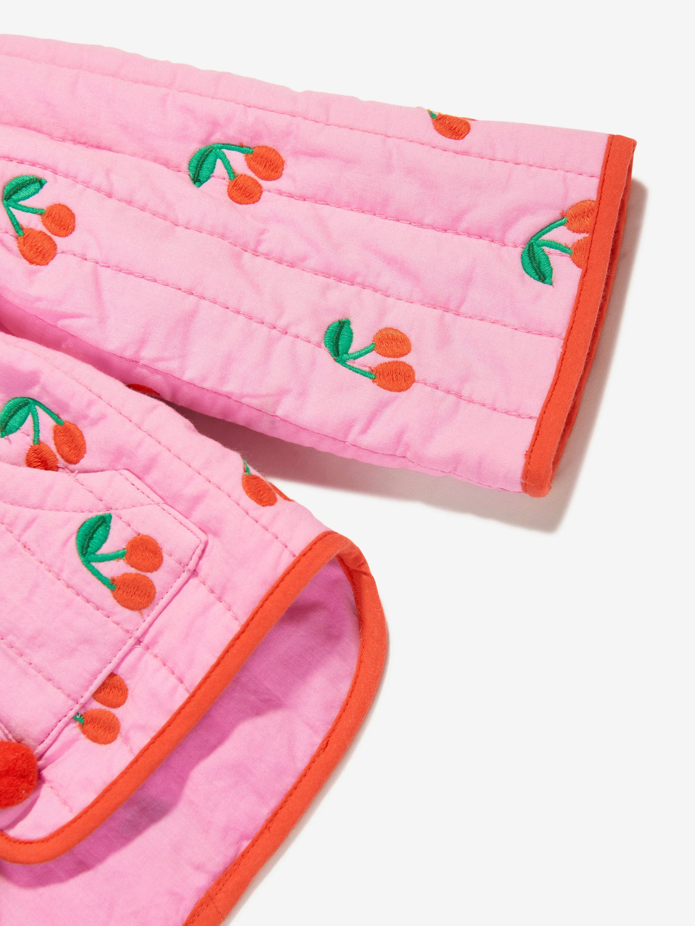 Baby Girls Quilted Cherries Jacket in Pink