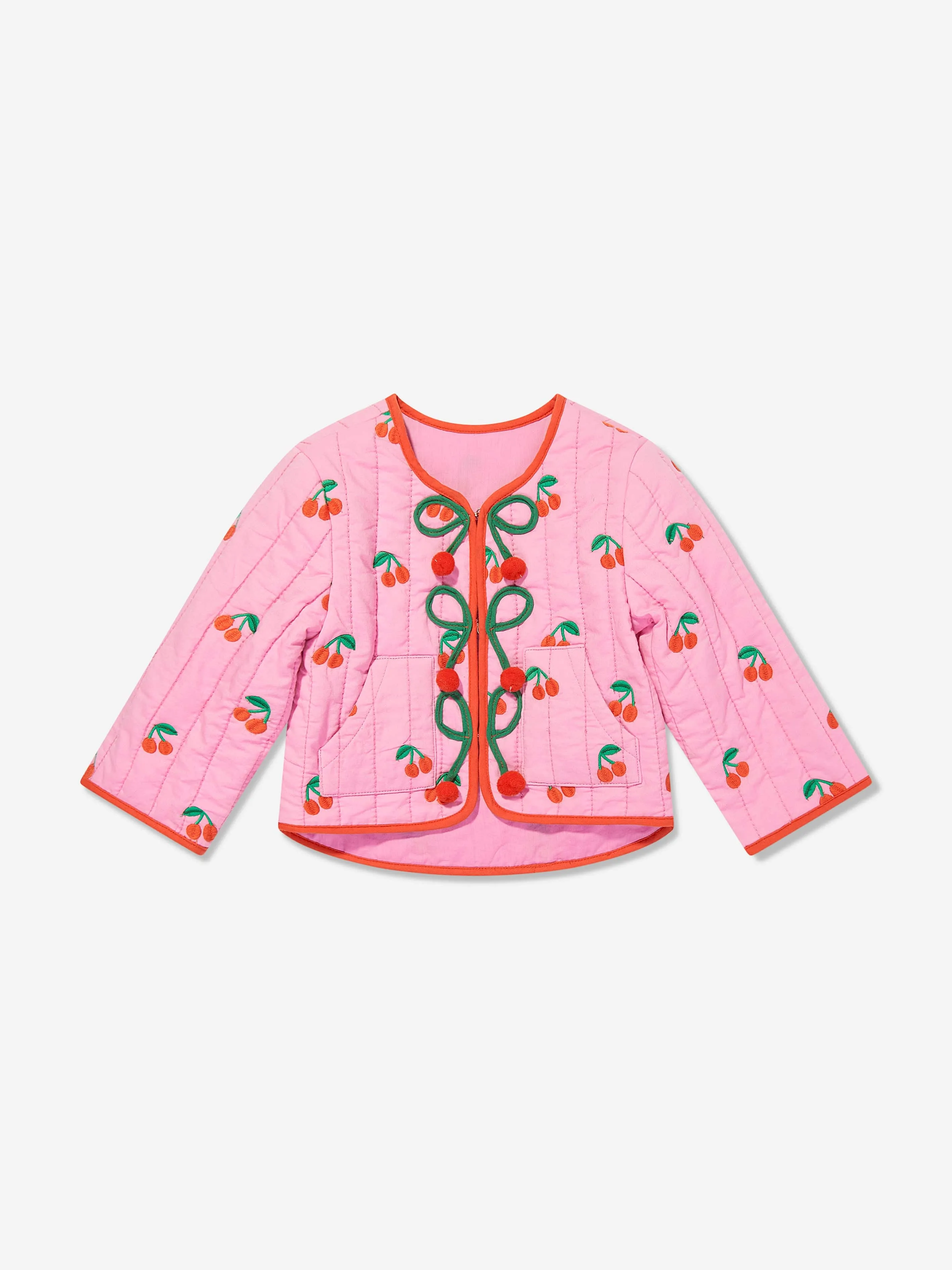 Baby Girls Quilted Cherries Jacket in Pink