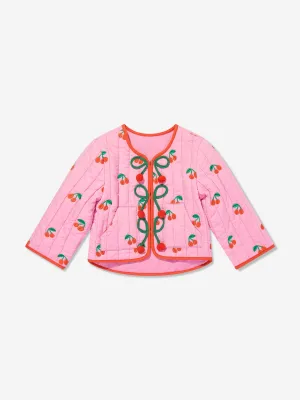 Baby Girls Quilted Cherries Jacket in Pink