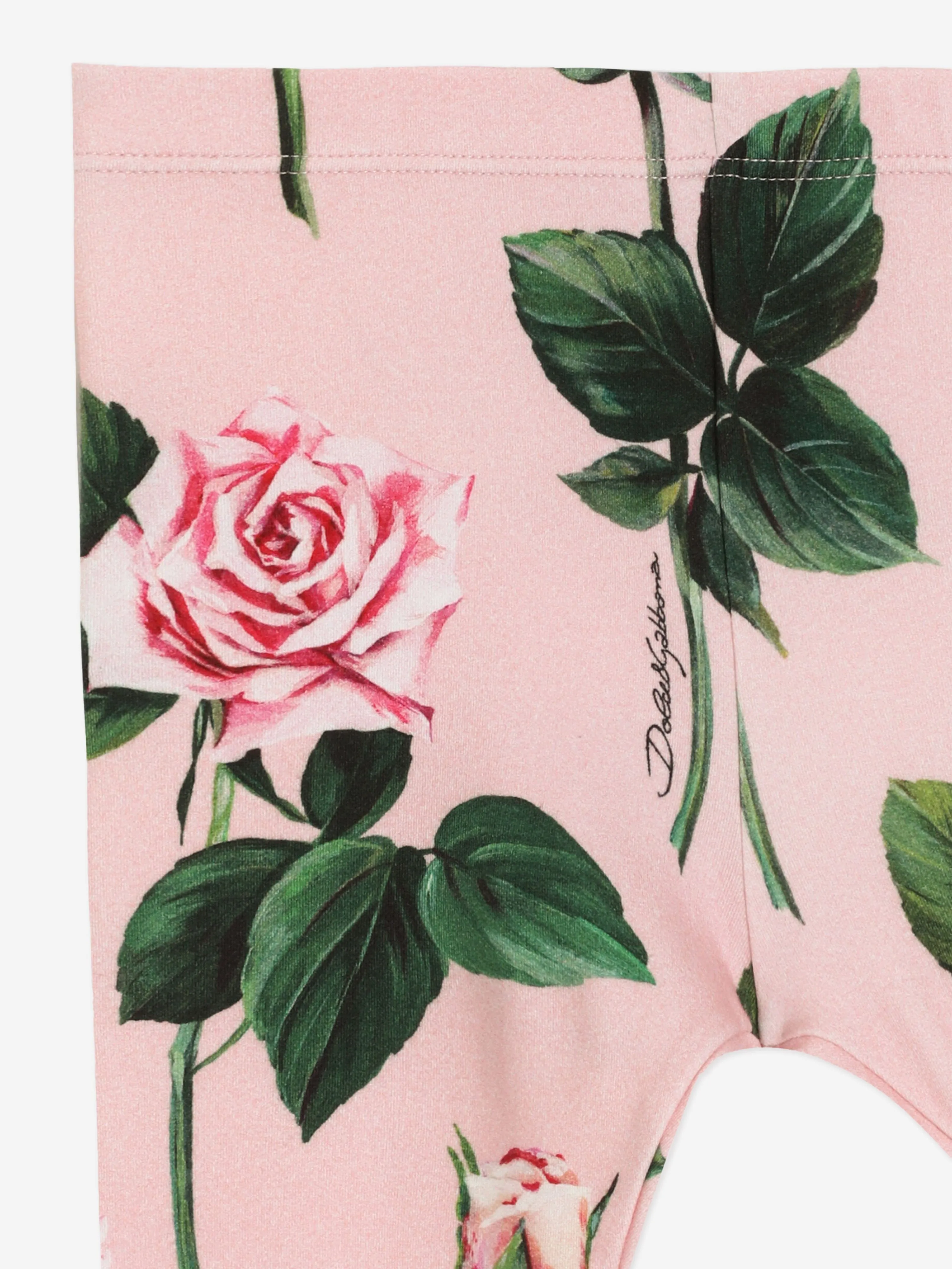 Baby Girls Rose Print Leggings in Pink