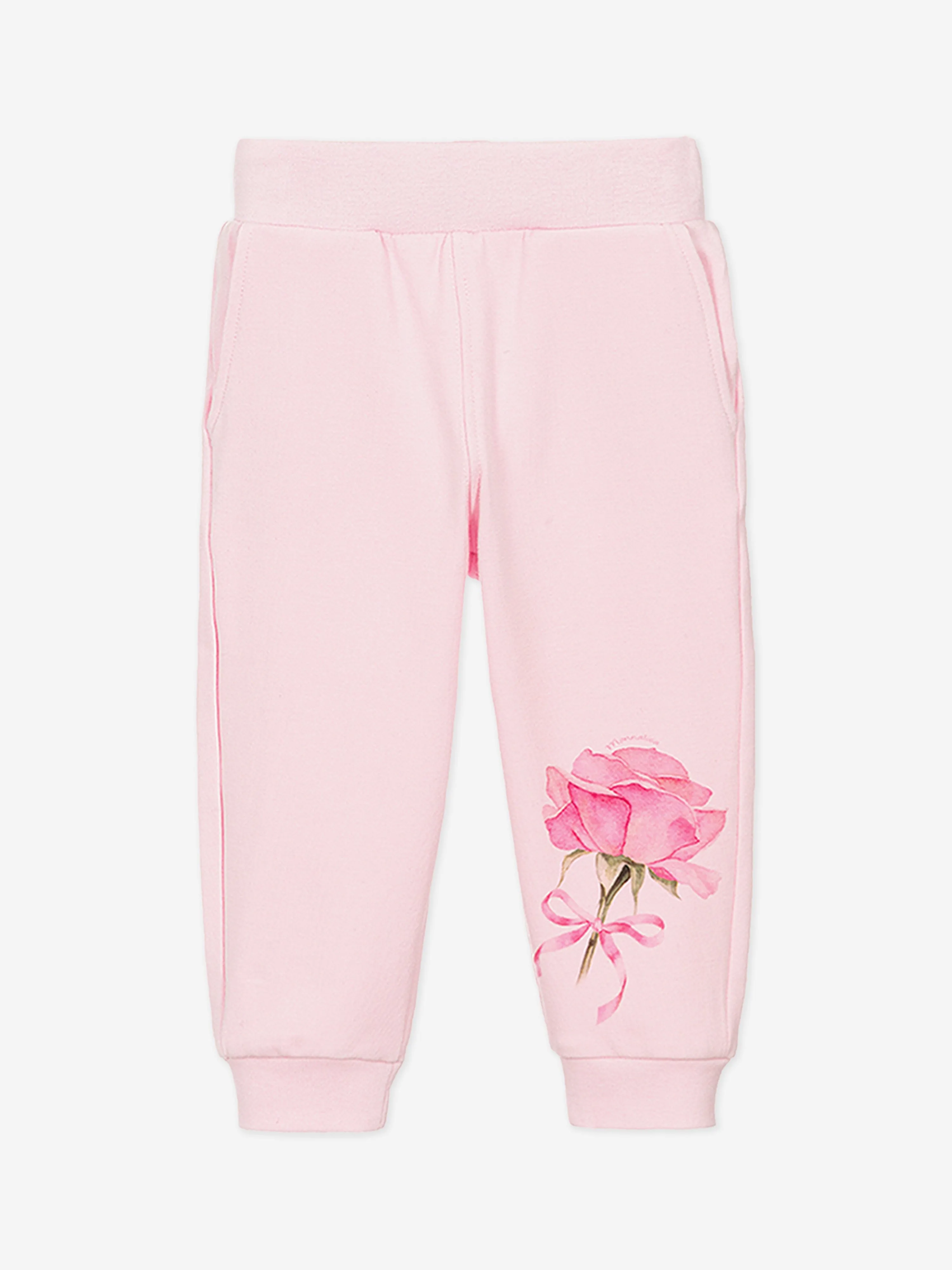 Baby Girls Rose Print Tracksuit in Pink