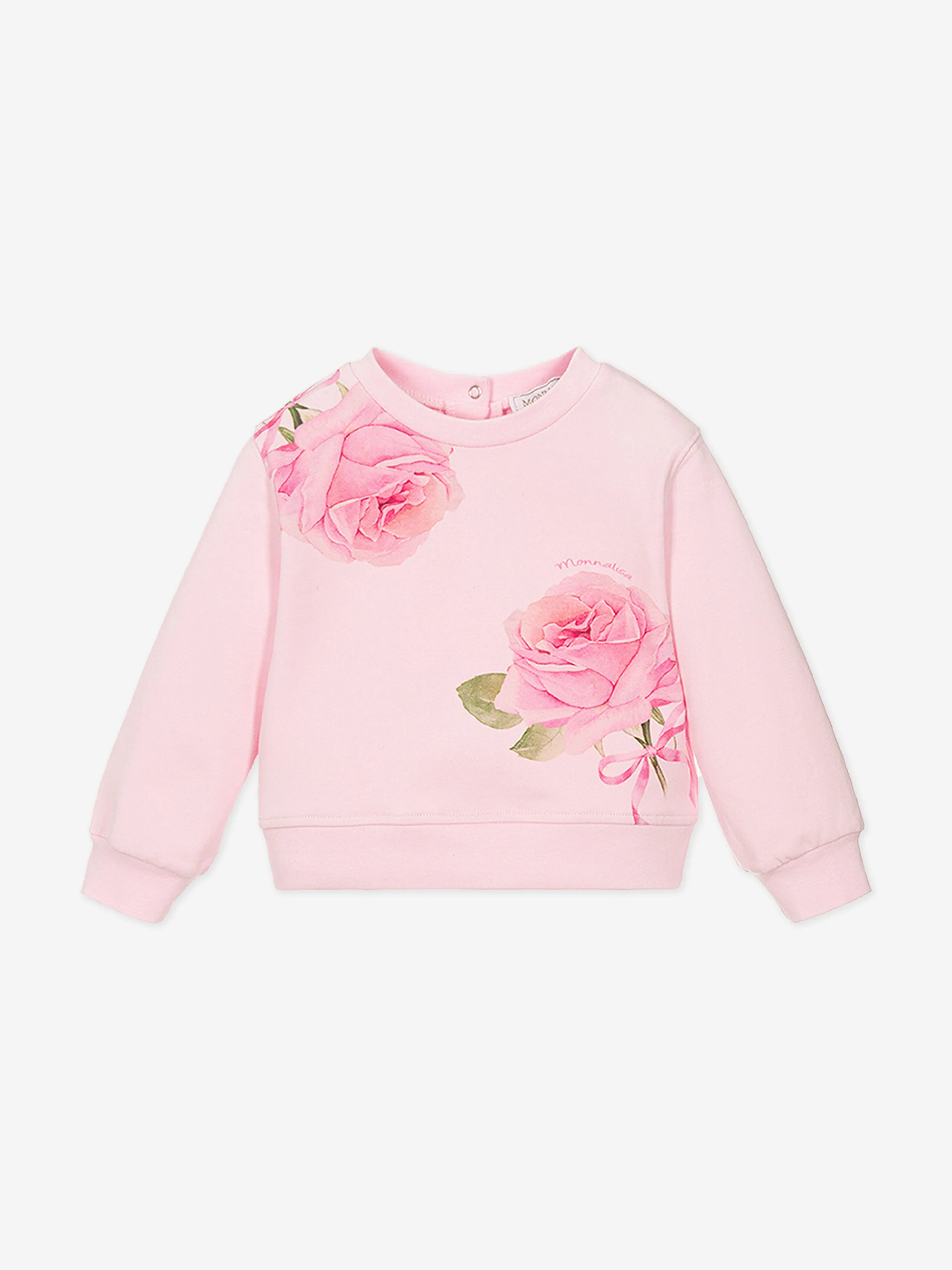 Baby Girls Rose Print Tracksuit in Pink