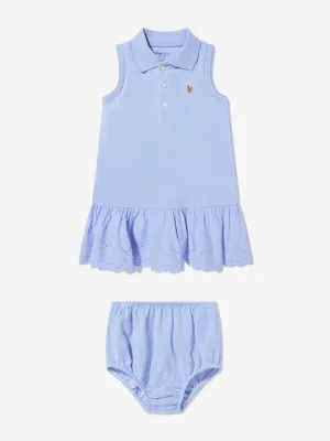 Baby Girls Sleeveless Polo Dress in Blue