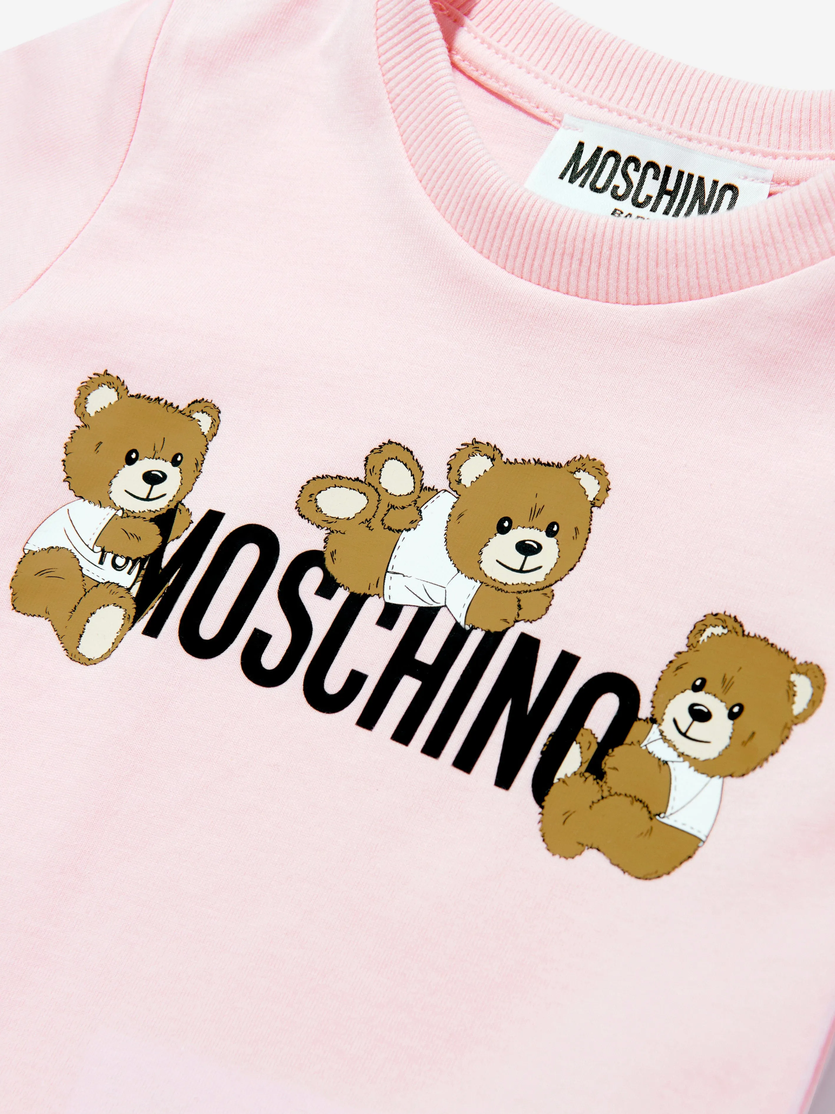 Baby Girls Teddy Bear Logo T-Shirt in Pink