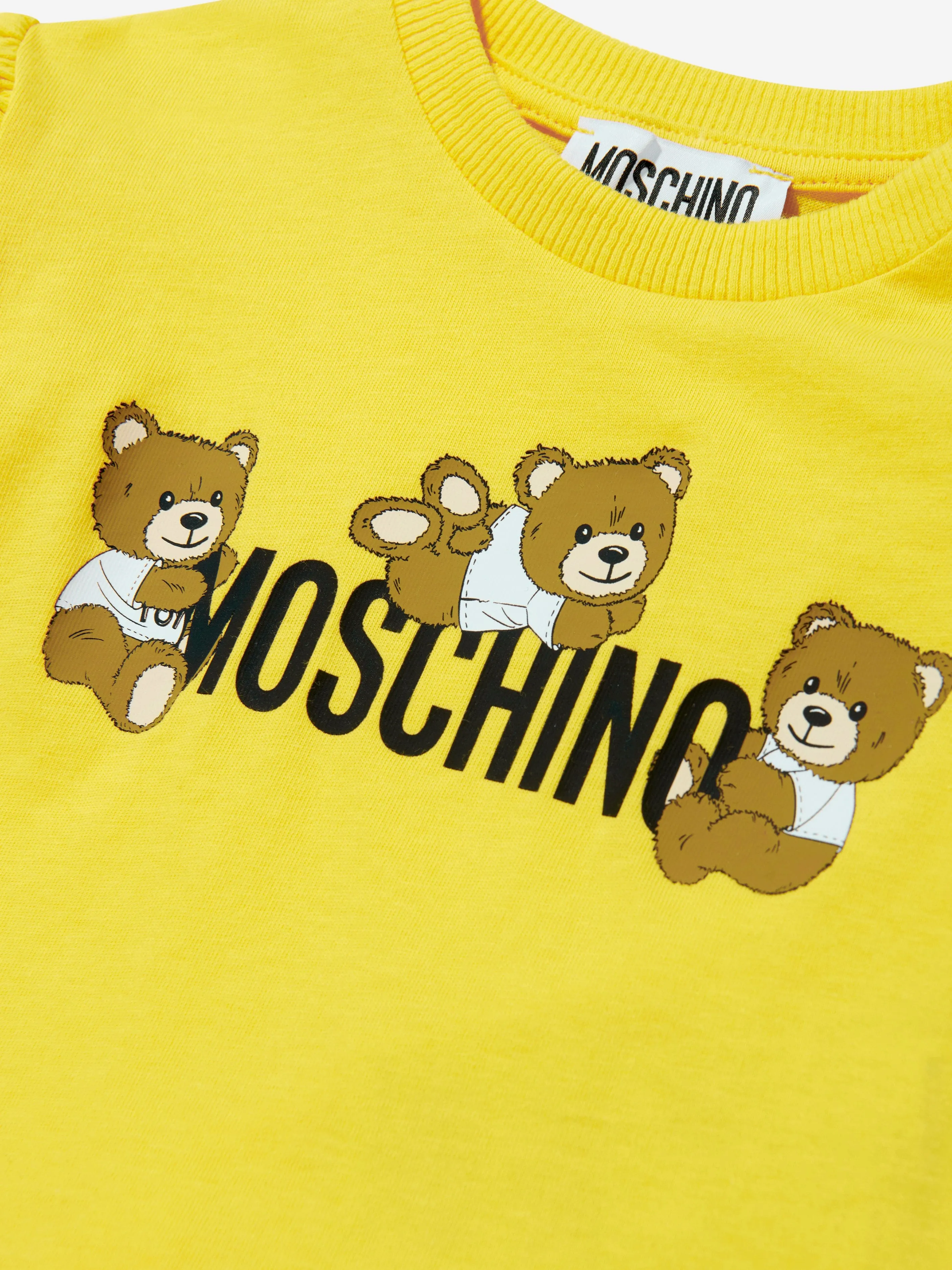 Baby Girls Teddy Bear Logo T-Shirt in Yellow