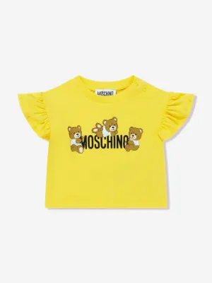 Baby Girls Teddy Bear Logo T-Shirt in Yellow