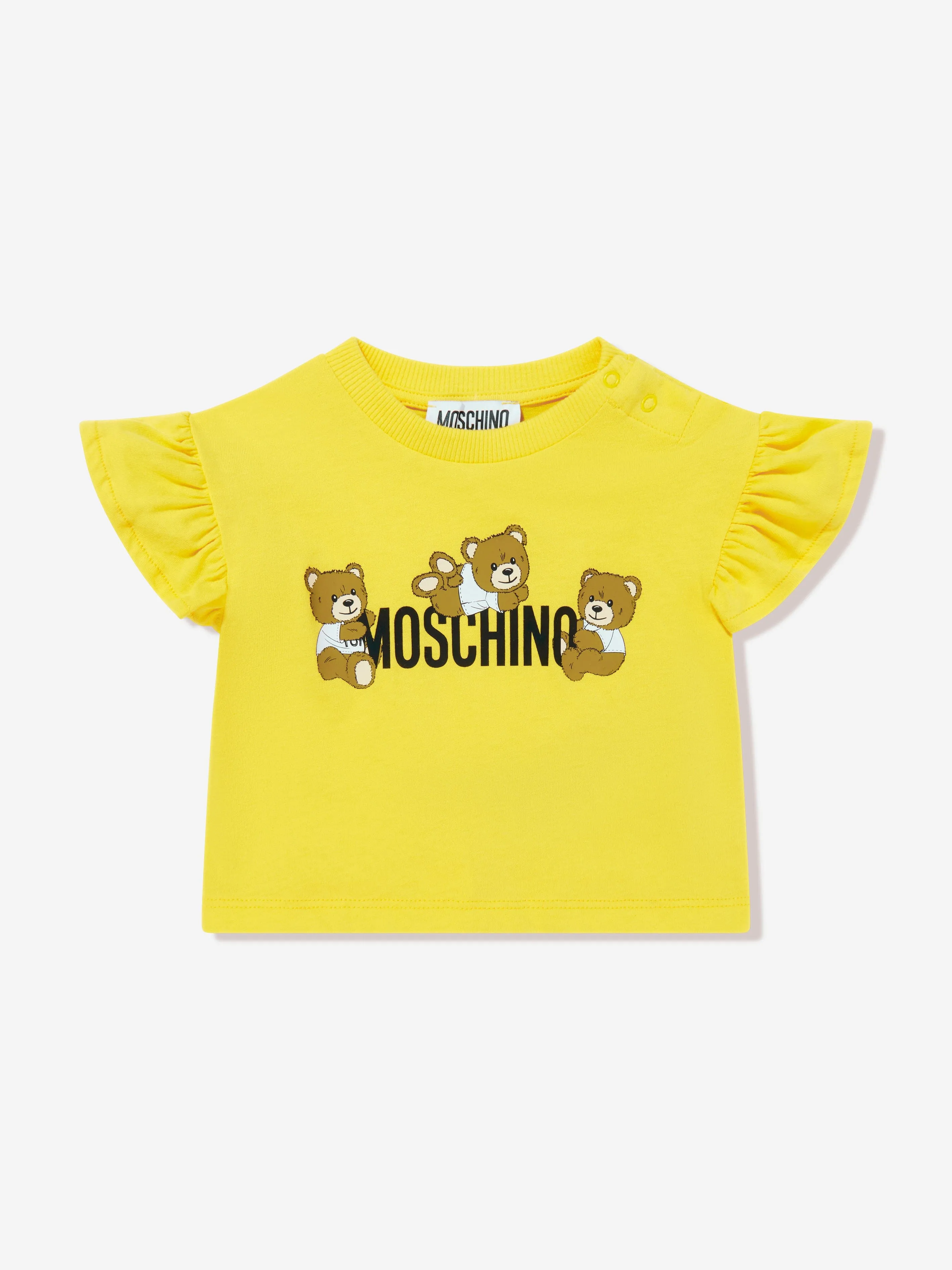 Baby Girls Teddy Bear Logo T-Shirt in Yellow