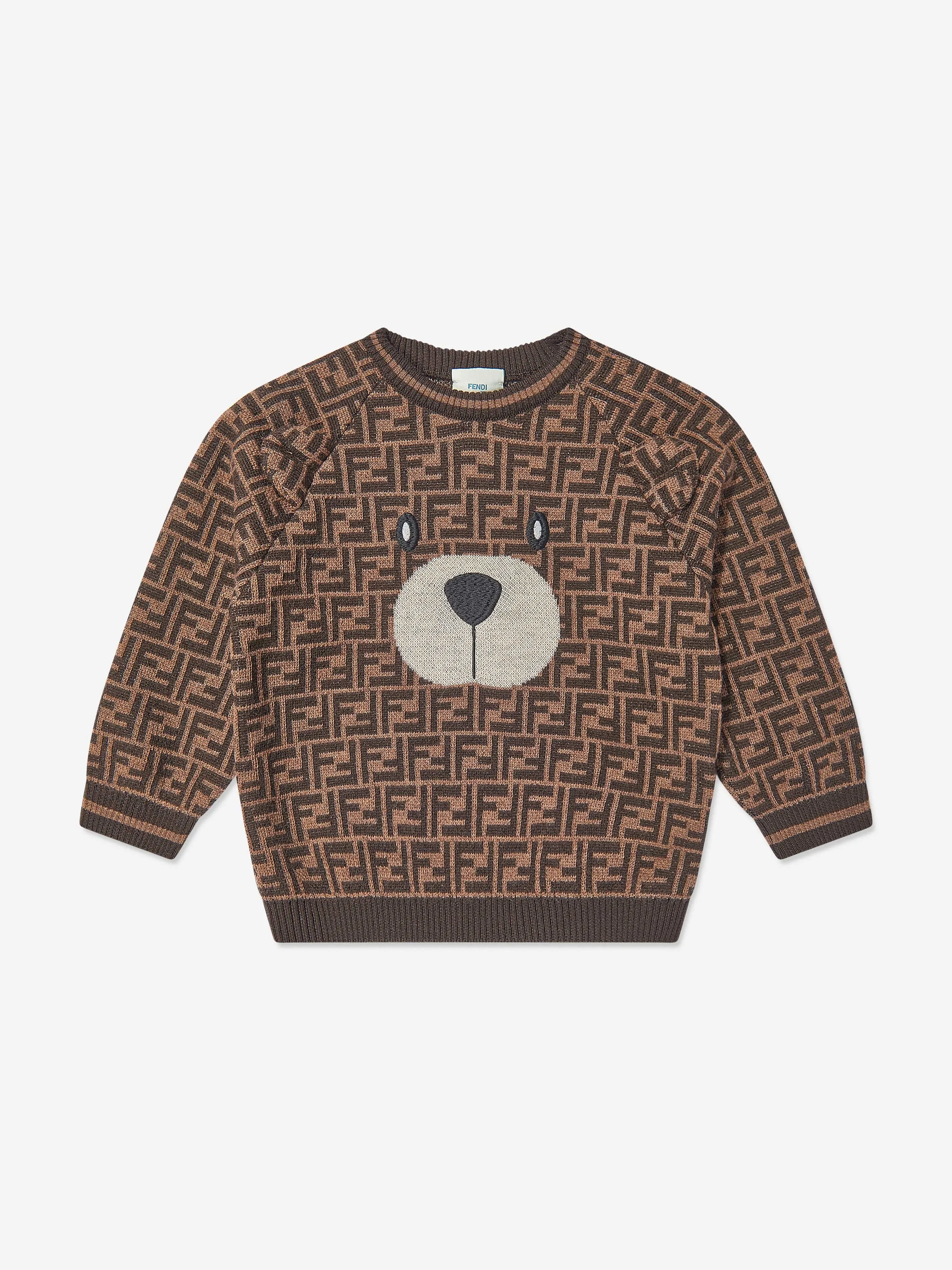 Baby Wool FF Logo Bear Jumper in Brown