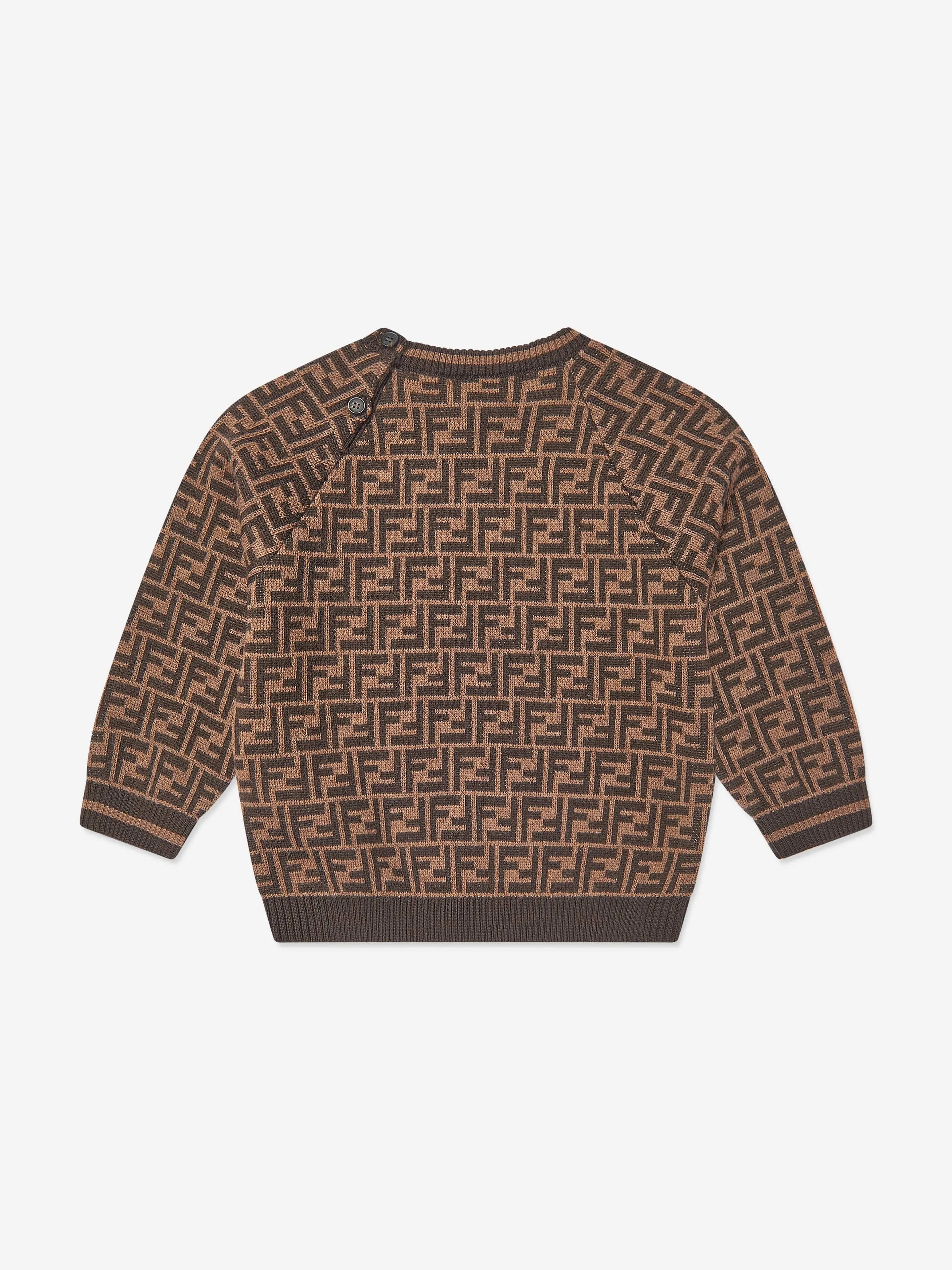 Baby Wool FF Logo Bear Jumper in Brown