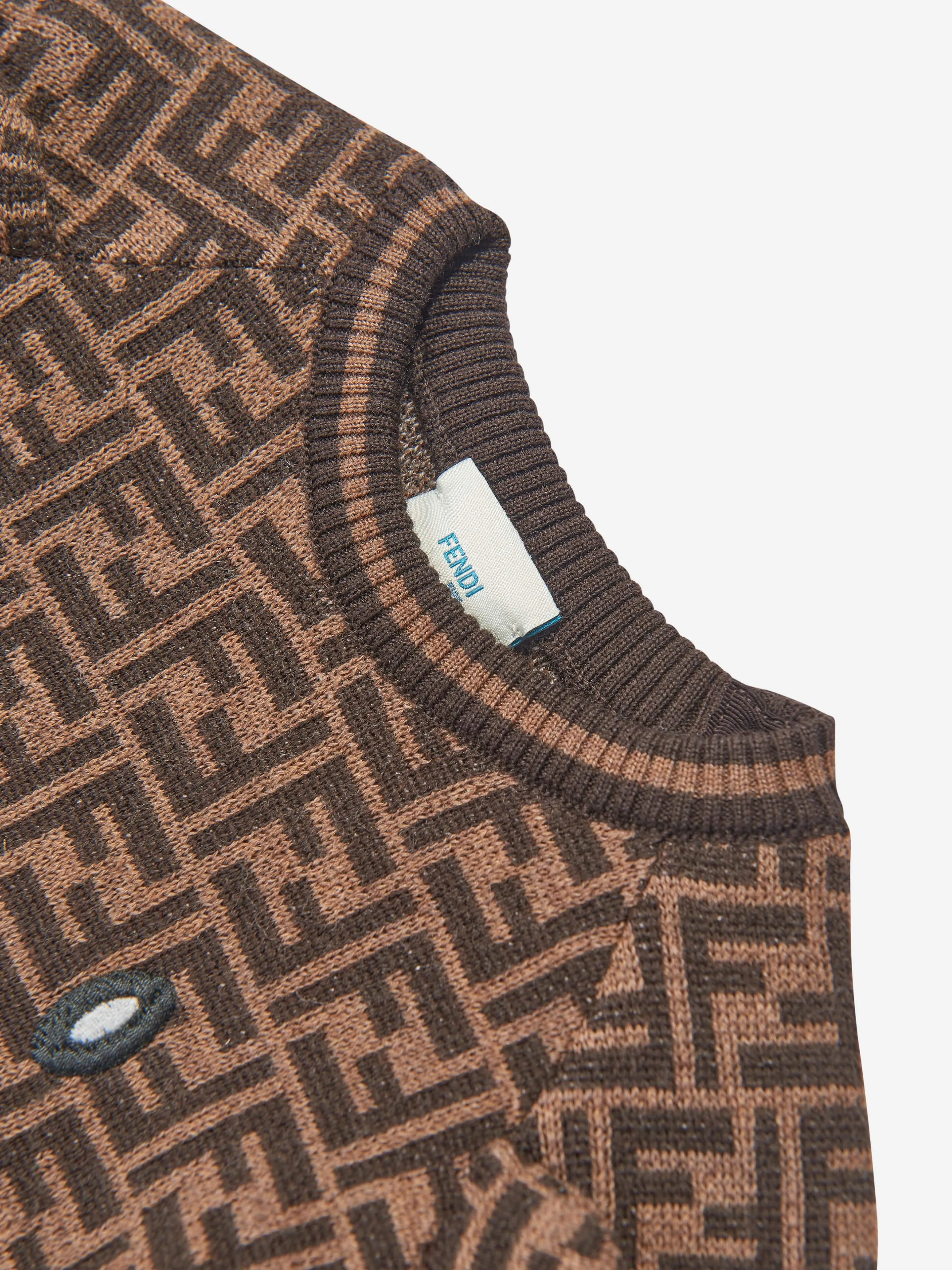 Baby Wool FF Logo Bear Jumper in Brown