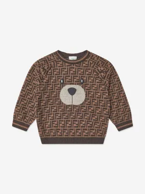 Baby Wool FF Logo Bear Jumper in Brown