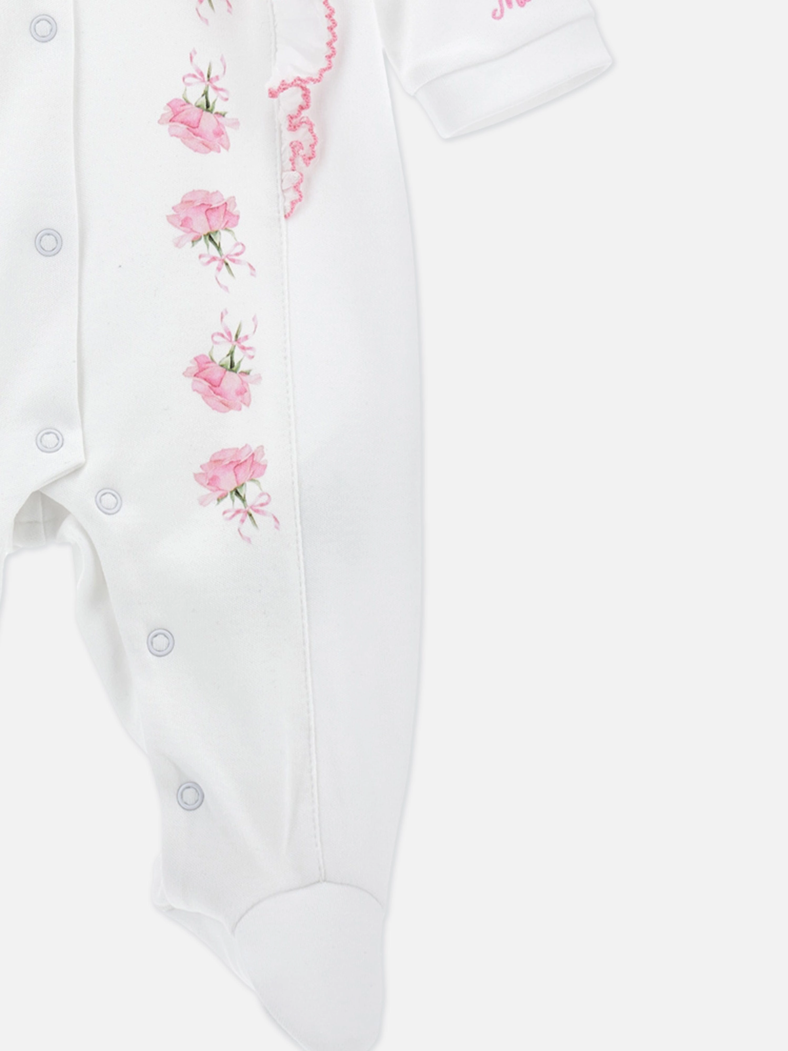 Baby Girls Rose Babygrow in White