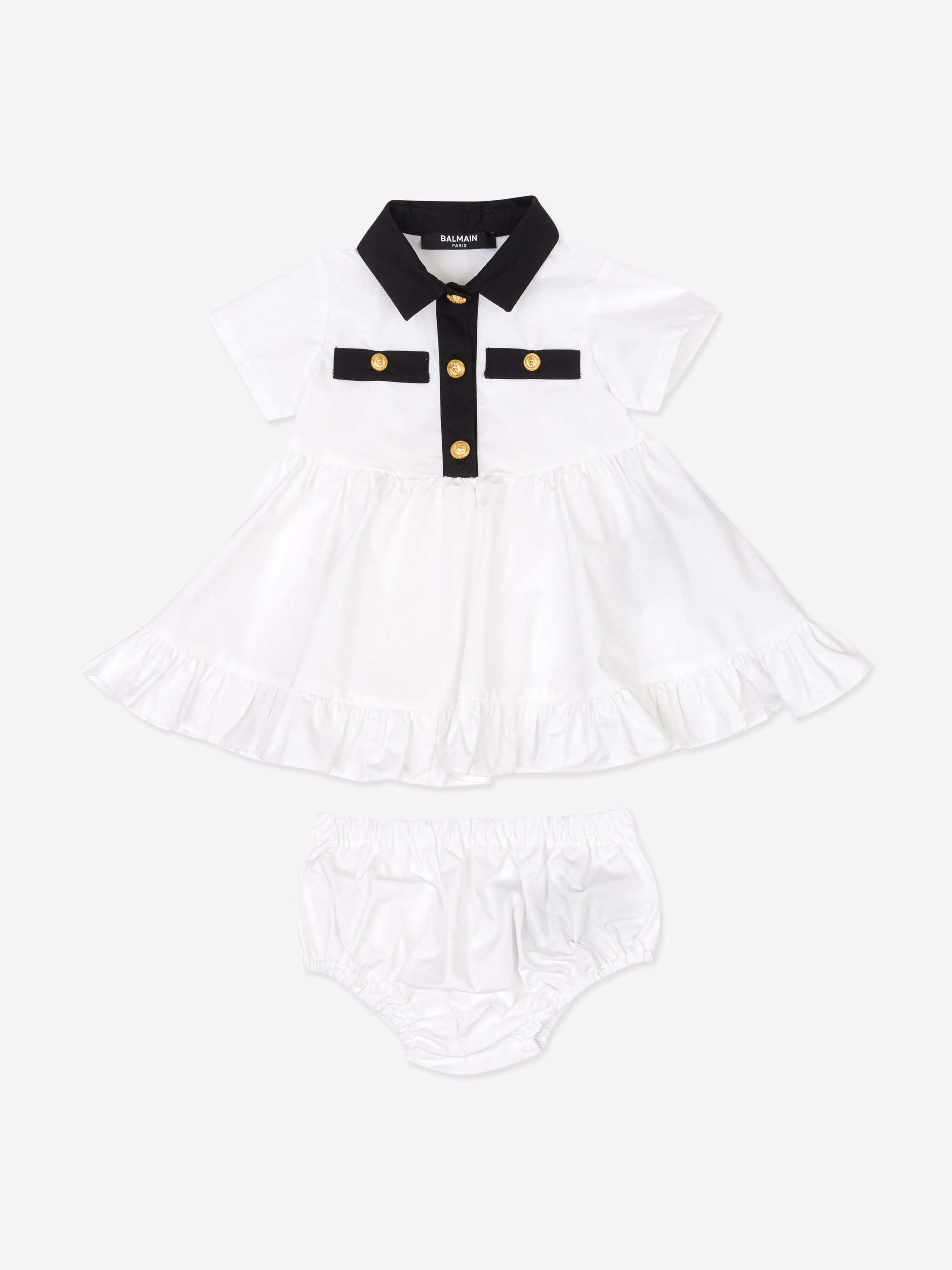 Balmain Baby Girls Polo Dress with Knickers in White