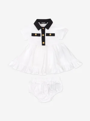 Balmain Baby Girls Polo Dress with Knickers in White