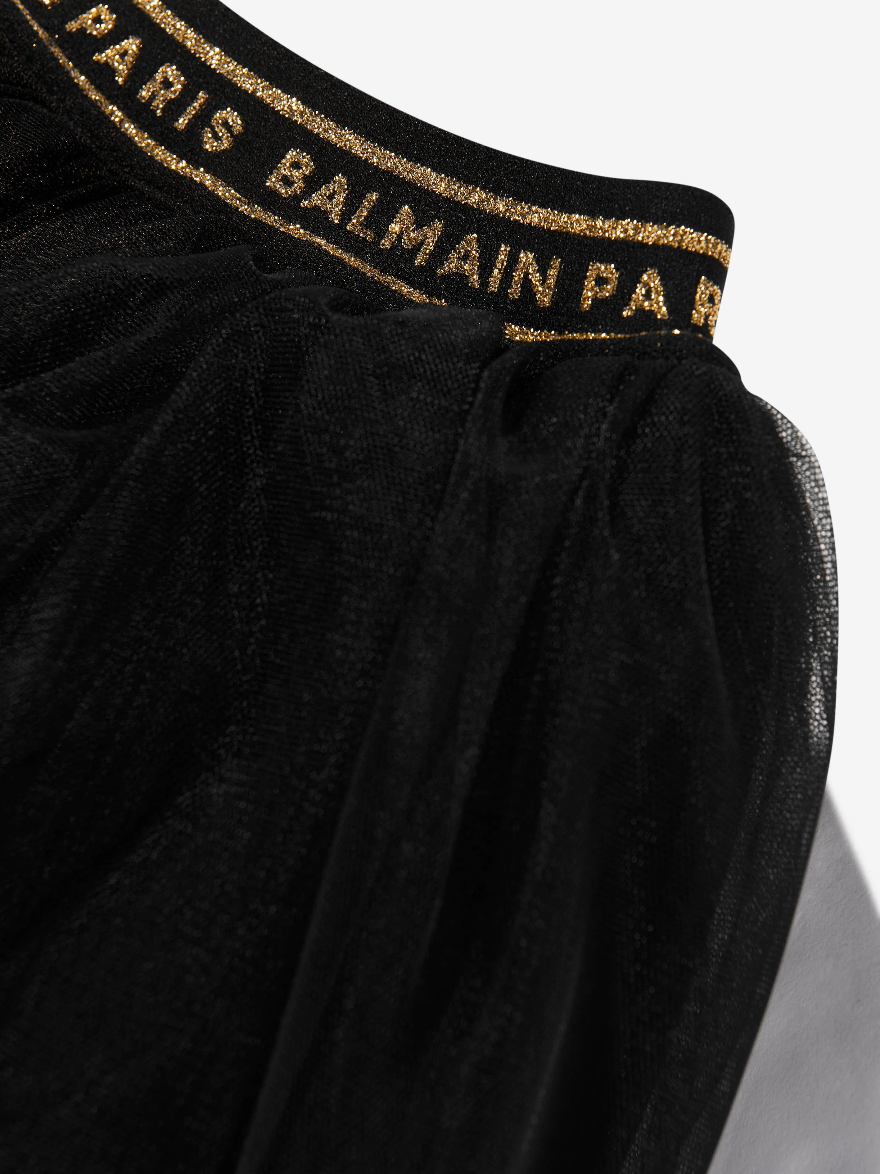 Balmain Girls Asymmetrical Ruffle Skirt in Black