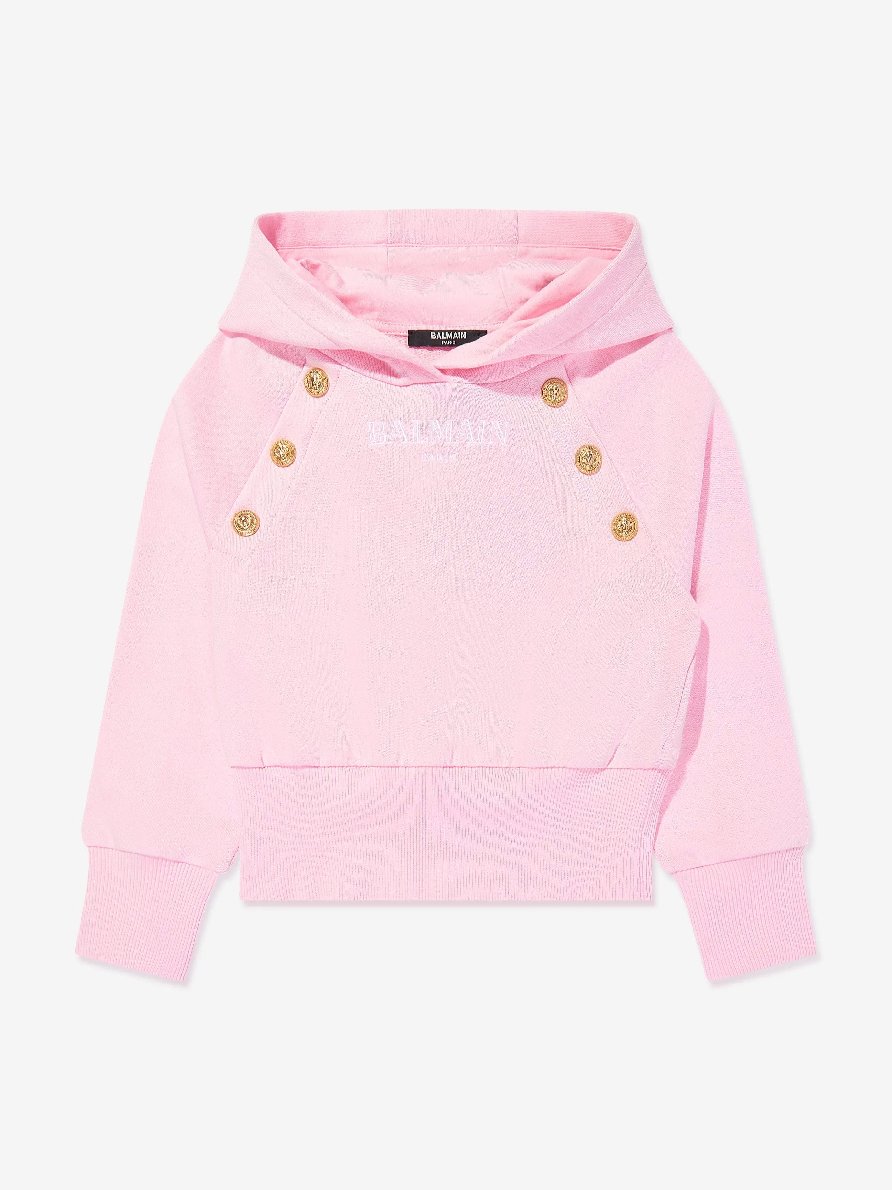 Balmain Girls Logo Hoodie in Pink