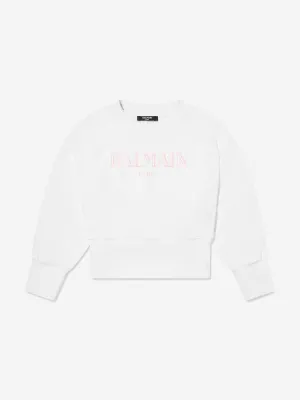 Balmain Girls Logo Sweatshirt in White