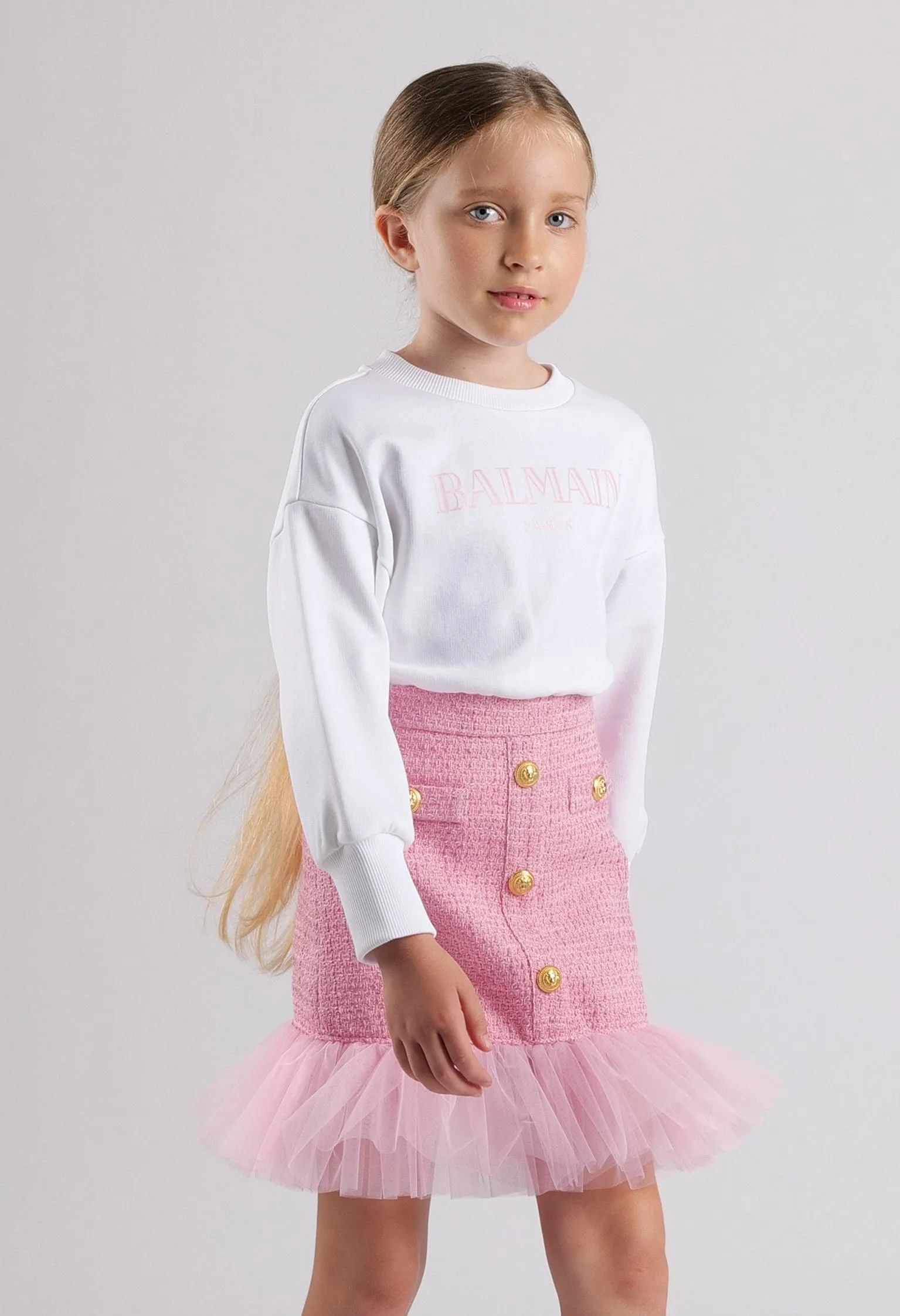 Balmain Girls Logo Sweatshirt in White