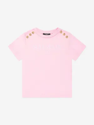 Balmain Girls Logo T-Shirt in Pink