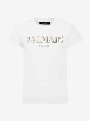 Balmain Girls Logo T-Shirt in White