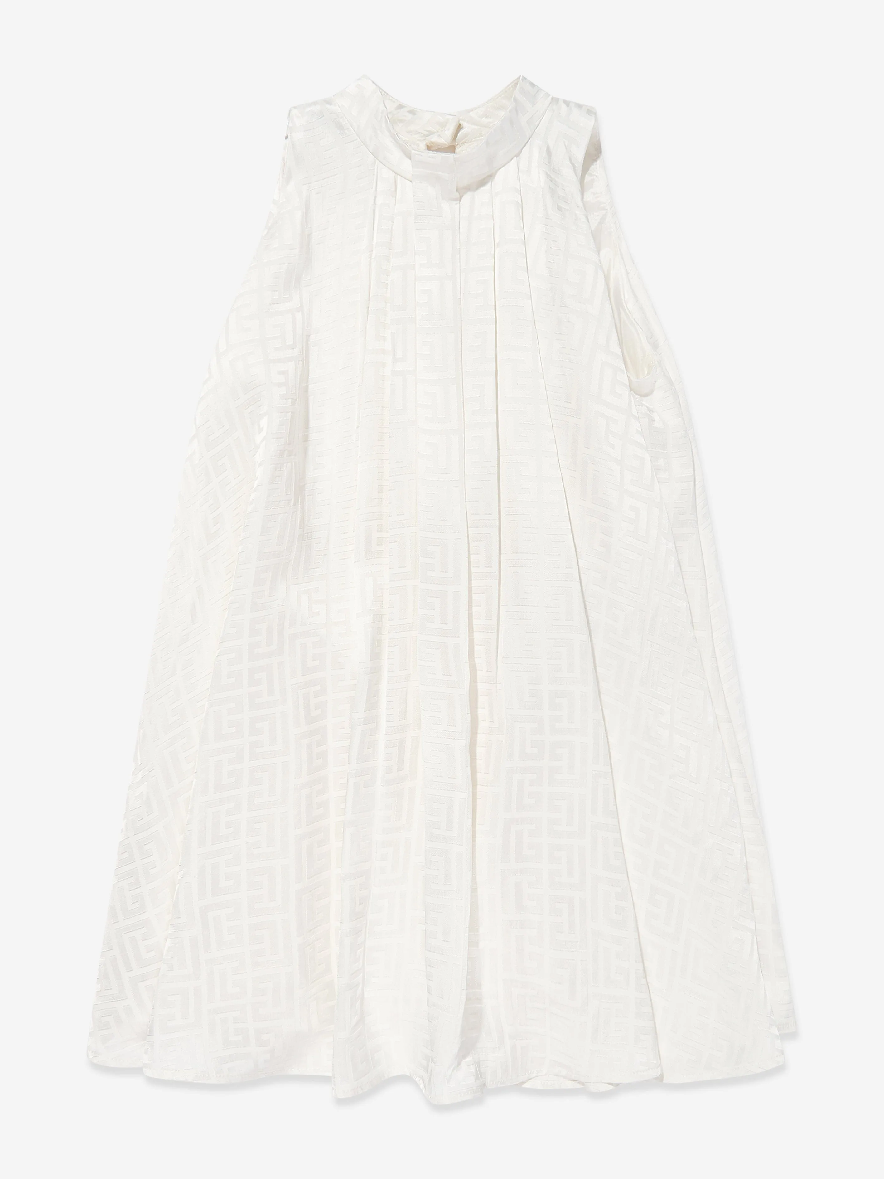 Balmain Girls Sleeveless Monogram Dress in Ivory