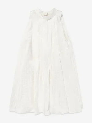 Balmain Girls Sleeveless Monogram Dress in Ivory