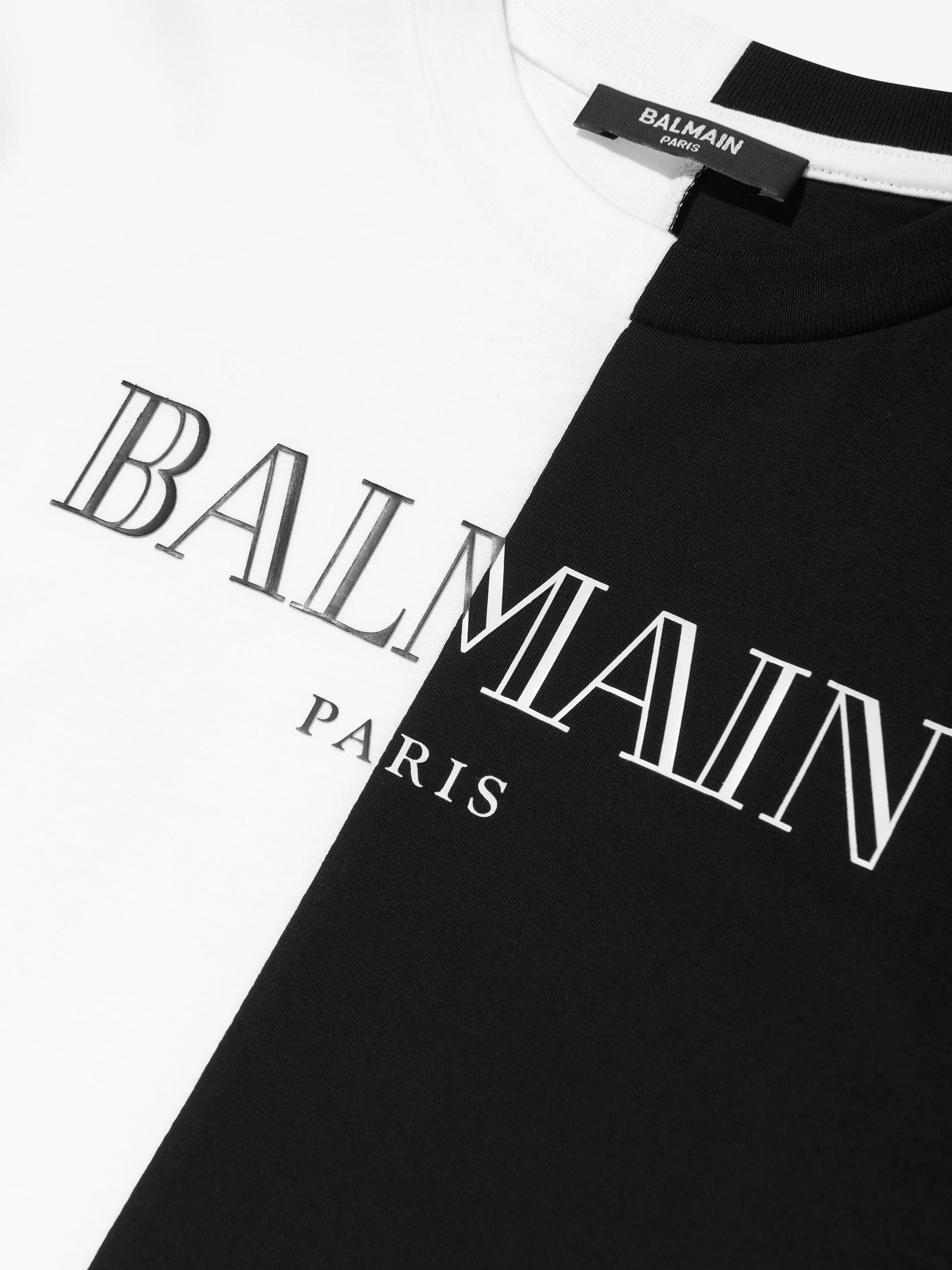 Balmain Kids Colourblock Logo T-Shirt in White