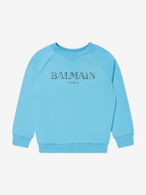 Balmain Kids Logo Sweatshirt in Blue