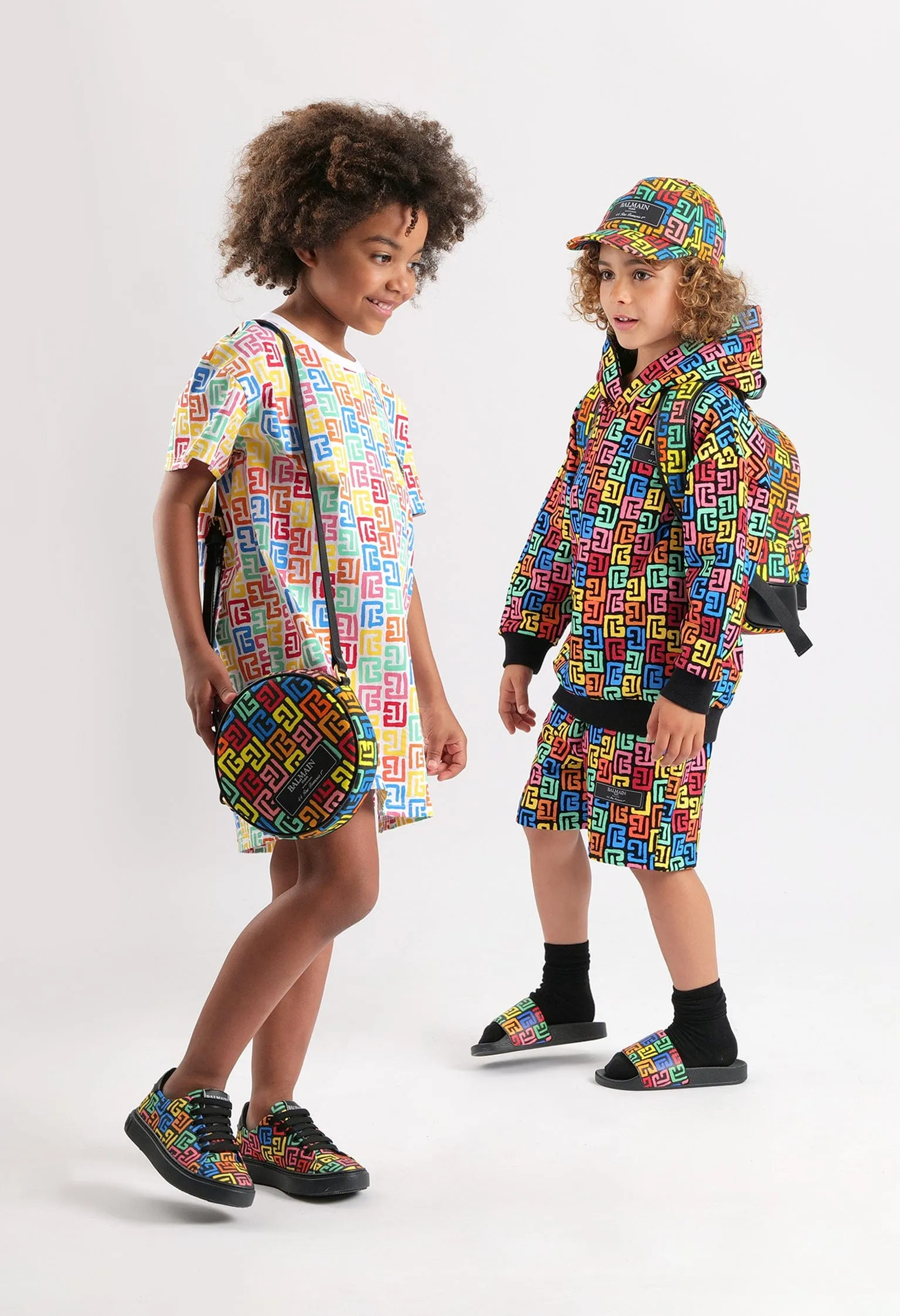 Balmain Kids Monogram Hoodie in Multicolour